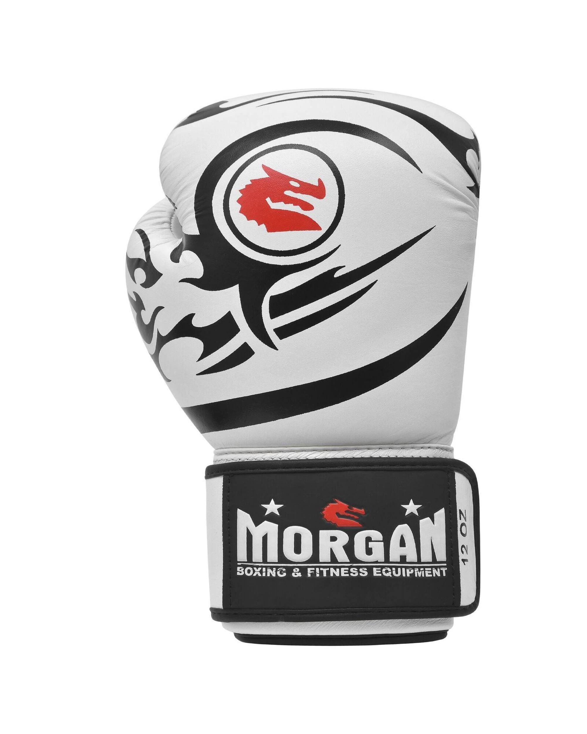 3 Morgan Sports Elite Boxing & Muay Thai Leather Gloves 16oz - White, 3 of 5