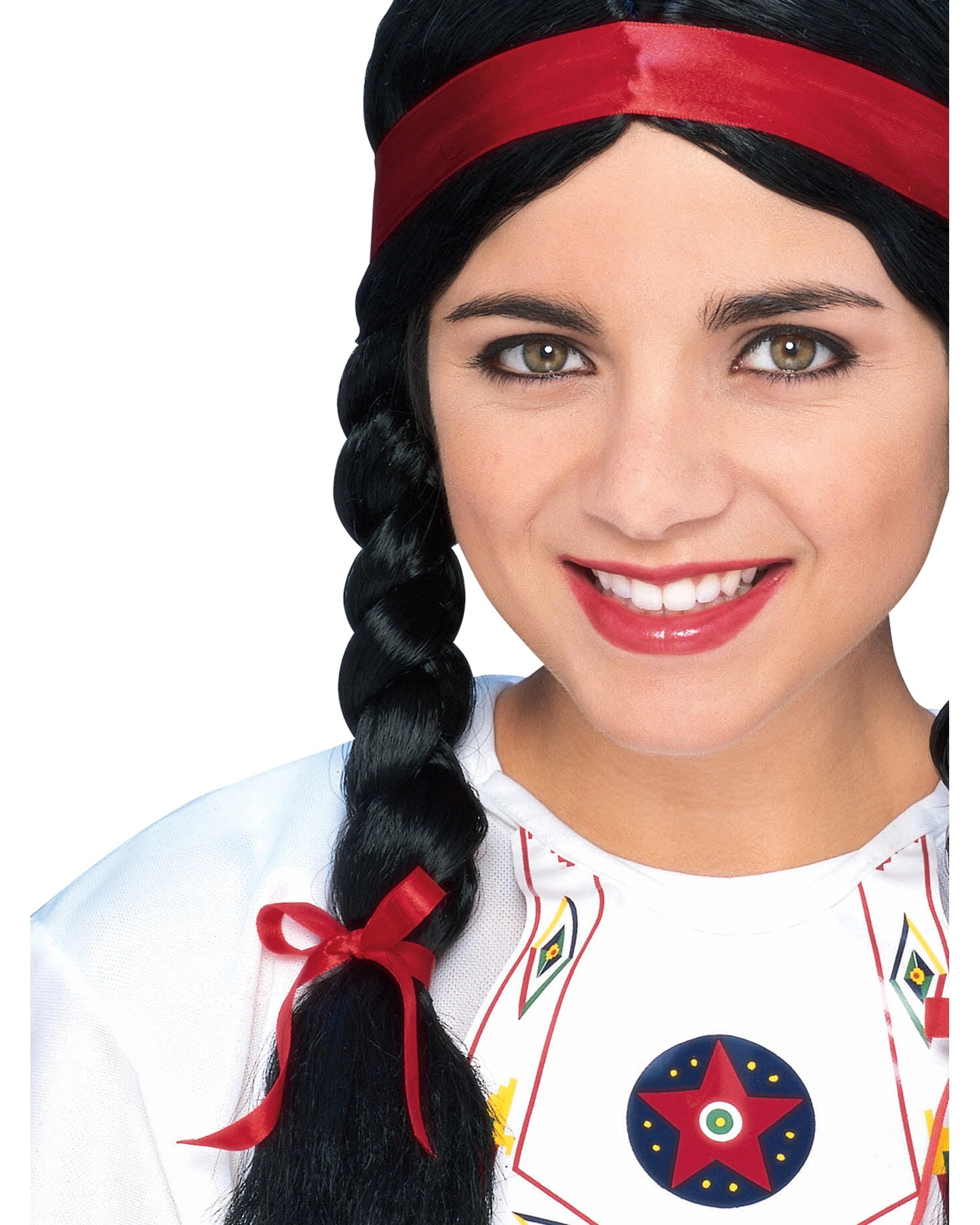 2 Rubies Native American Indian Female Adult Wig Plait Hair Costume Accessory - Black, 2 of 2