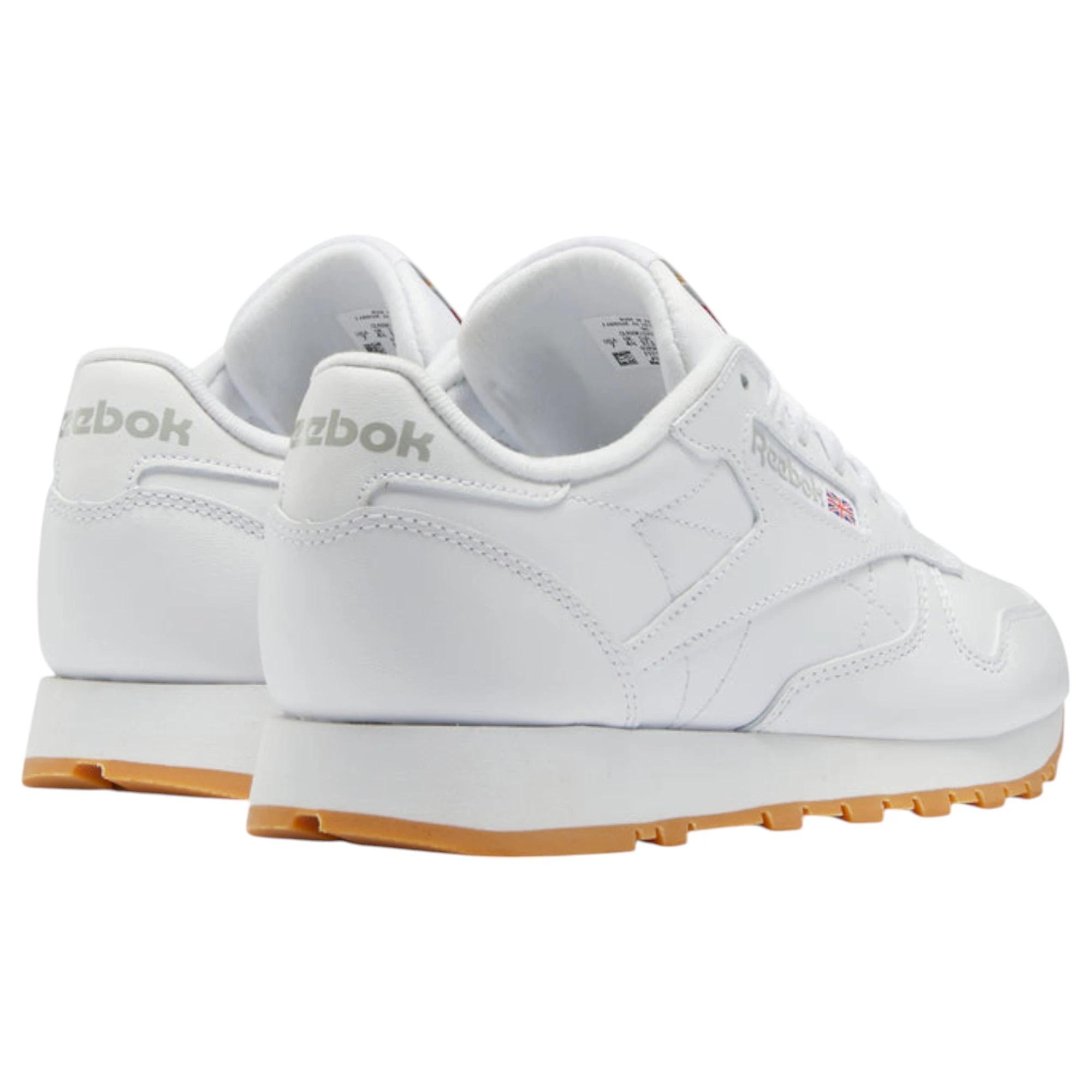 4 Reebok Mens Classic Leather Casual Shoes WHITE/GUM, 4 of 9