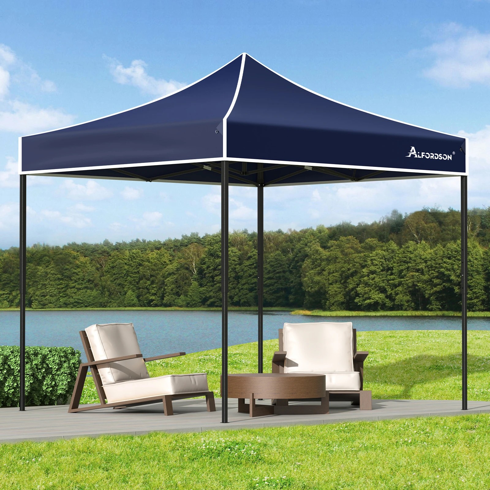 2 Alfordson Gazebo 3x3m Pop Up Marquee 600D Oxford Folding Outdoor Tent - Blue, 2 of 10