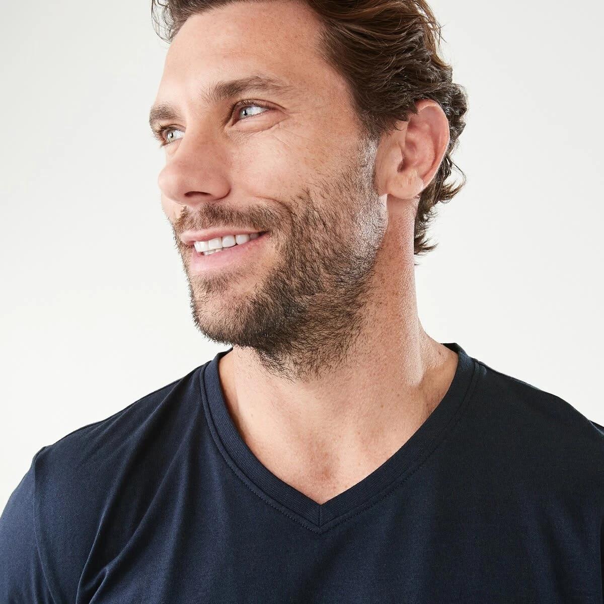 4 Plain V-Neck T-shirt Blu Night, 4 of 5