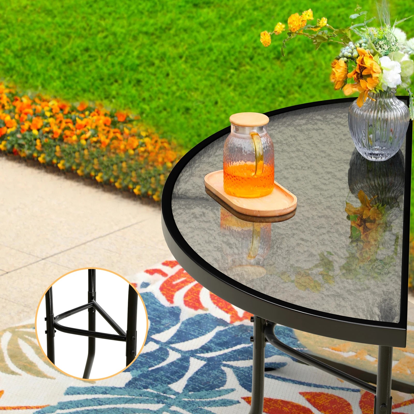 6 Alfordson 3PCS Outdoor Furniture Setting Patio Garden Table Chair Set Wicker - Grey, 6 of 10