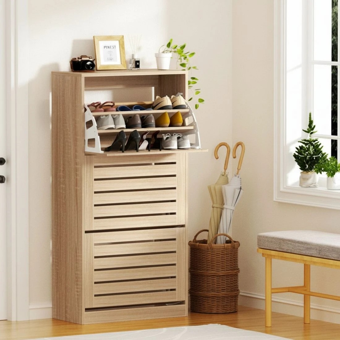 1 Artiss Shoe Cabinet Storage Drawer - Brown, 1 of 7