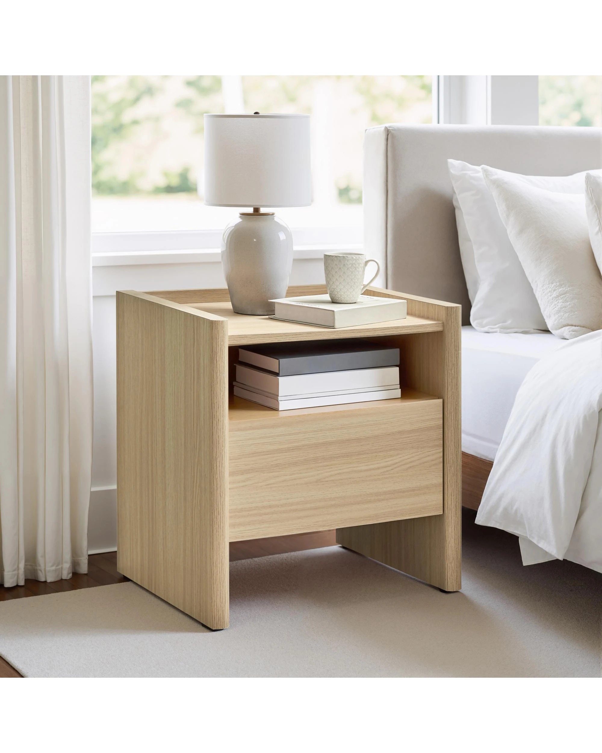 3 Kodu Bedside Unit Nightstand Side Table 1 Drawer Oak - Natural, 3 of 10