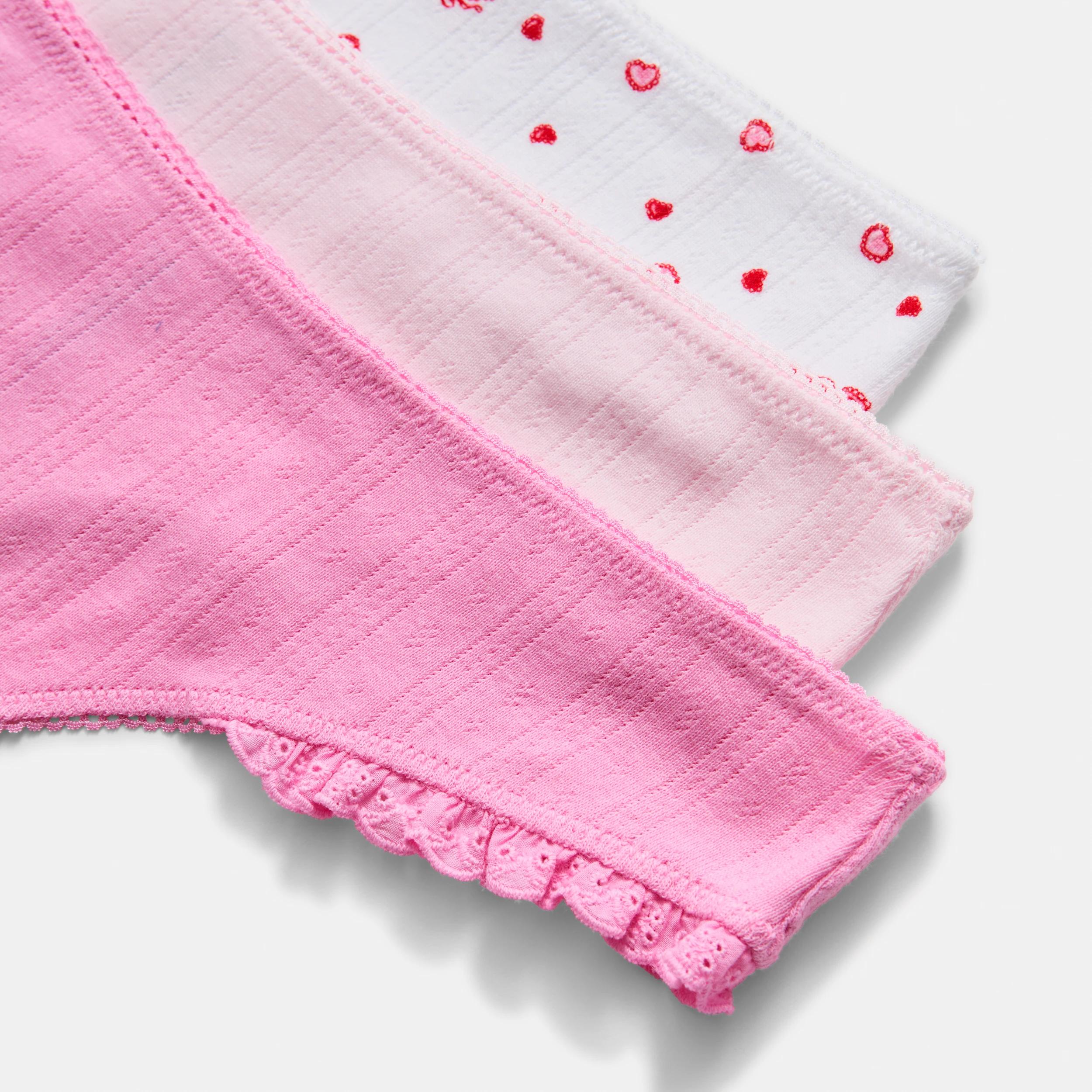 3 3 Pack Pointelle Ruffle G-String Briefs Heart Lock, 3 of 8