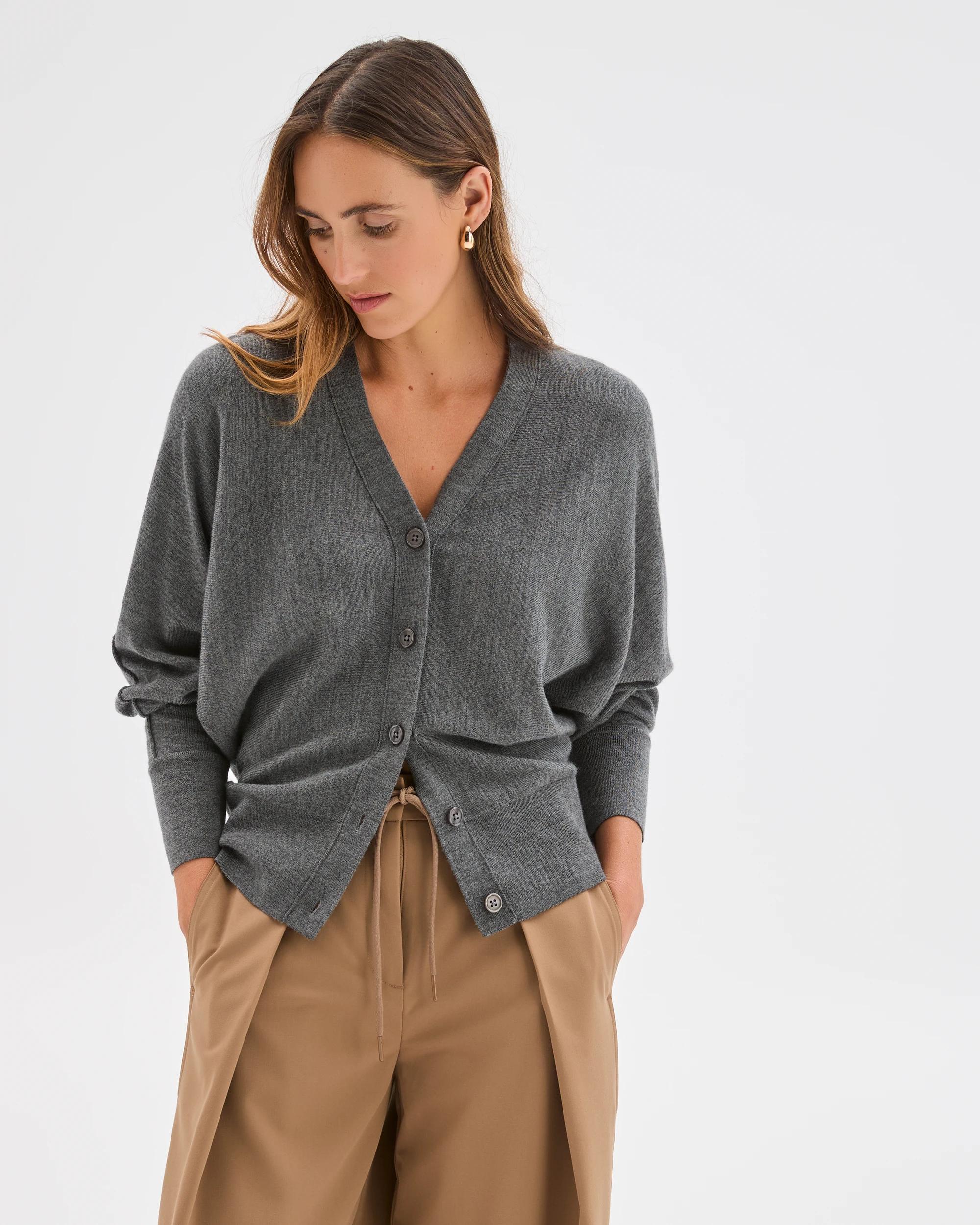 7 Preview Australian Merino Wool Batwing Cardigan CHARCOAL, 7 of 10