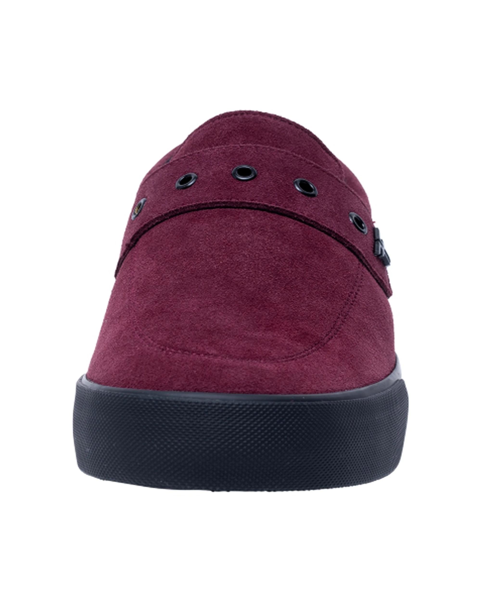 4 Fallen Footwear Melrose Mens Slip On Loafers Suede Timeless Style Versatility Casual Shoe BURGUNDY/BLACK, 4 of 5