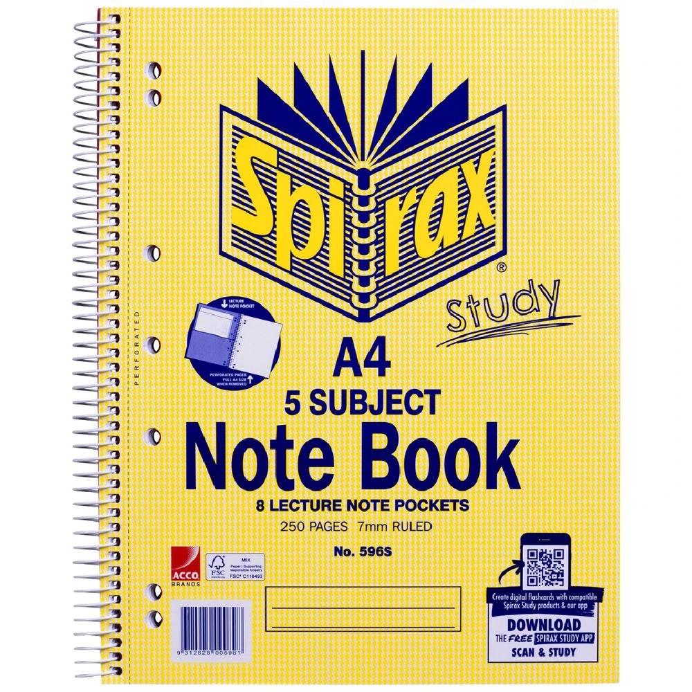 1 Spirax A4 5 Subject Notebook 250 Page, 1 of 8