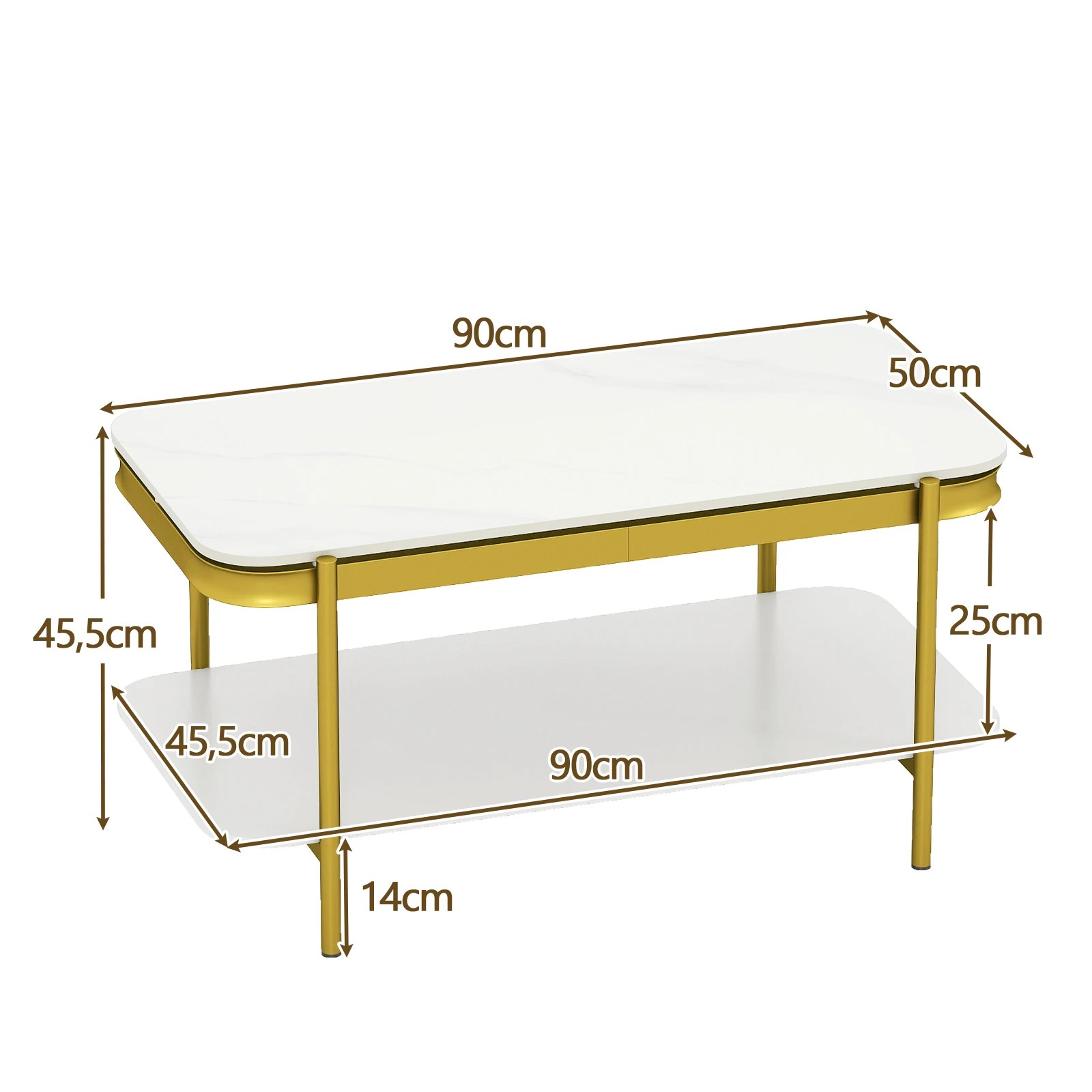 2 Costway 2-Tier Coffee Table Rectangular Center Table Luxurious Accent Cocktail Table, 2 of 6