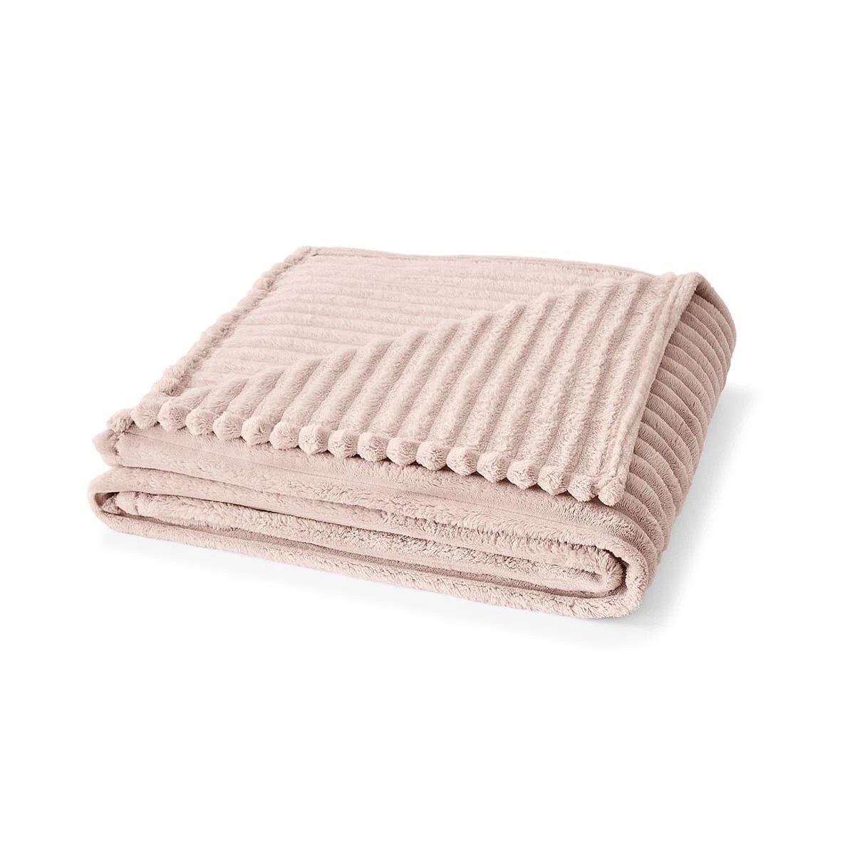 1 Plush Ribbed Blanket - Queen/King Bed, Pink, 1 of 6