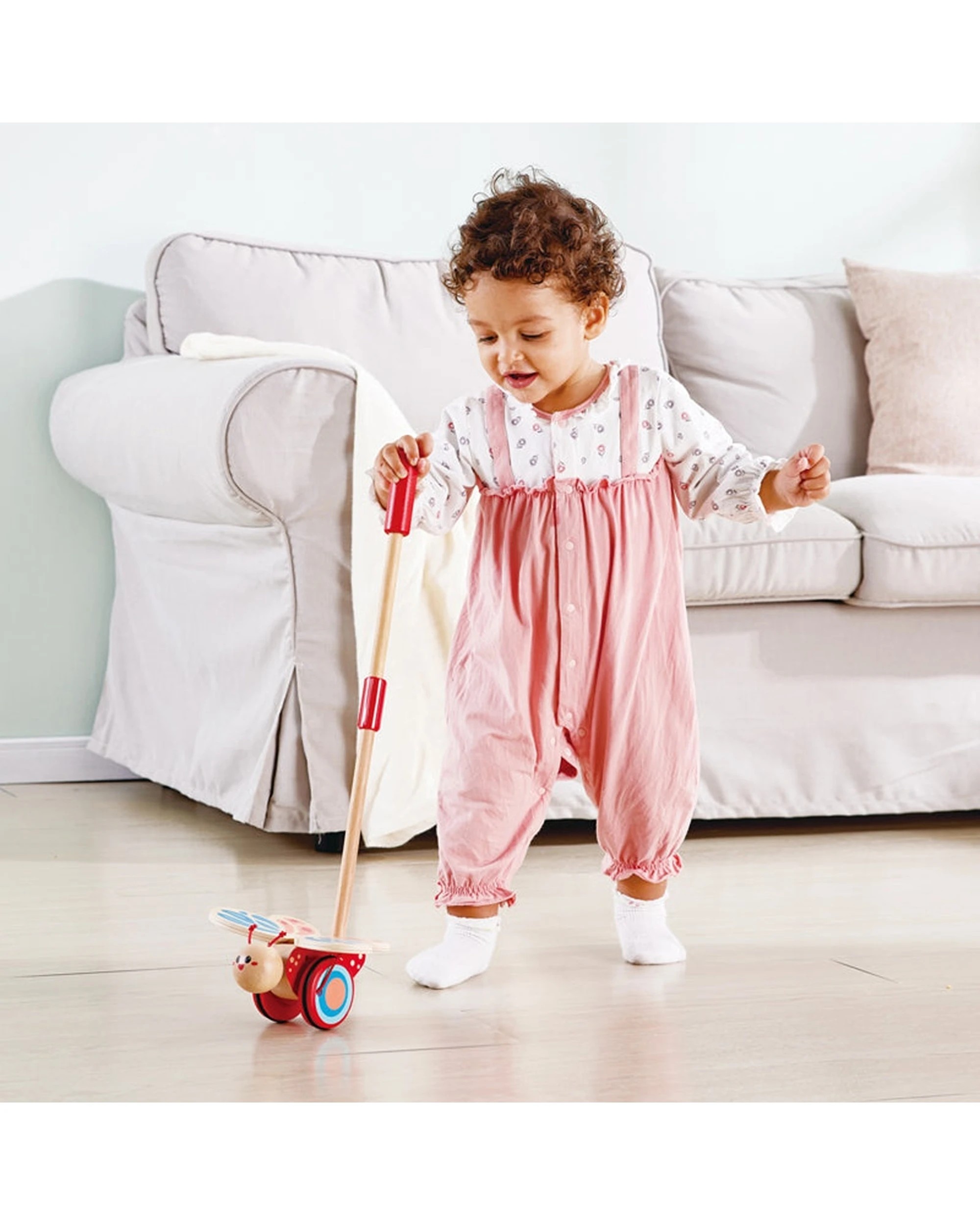 3 Hape Butterfly Push Pull Wooden Toy Wings Flutter Kids - Multi, 3 of 3