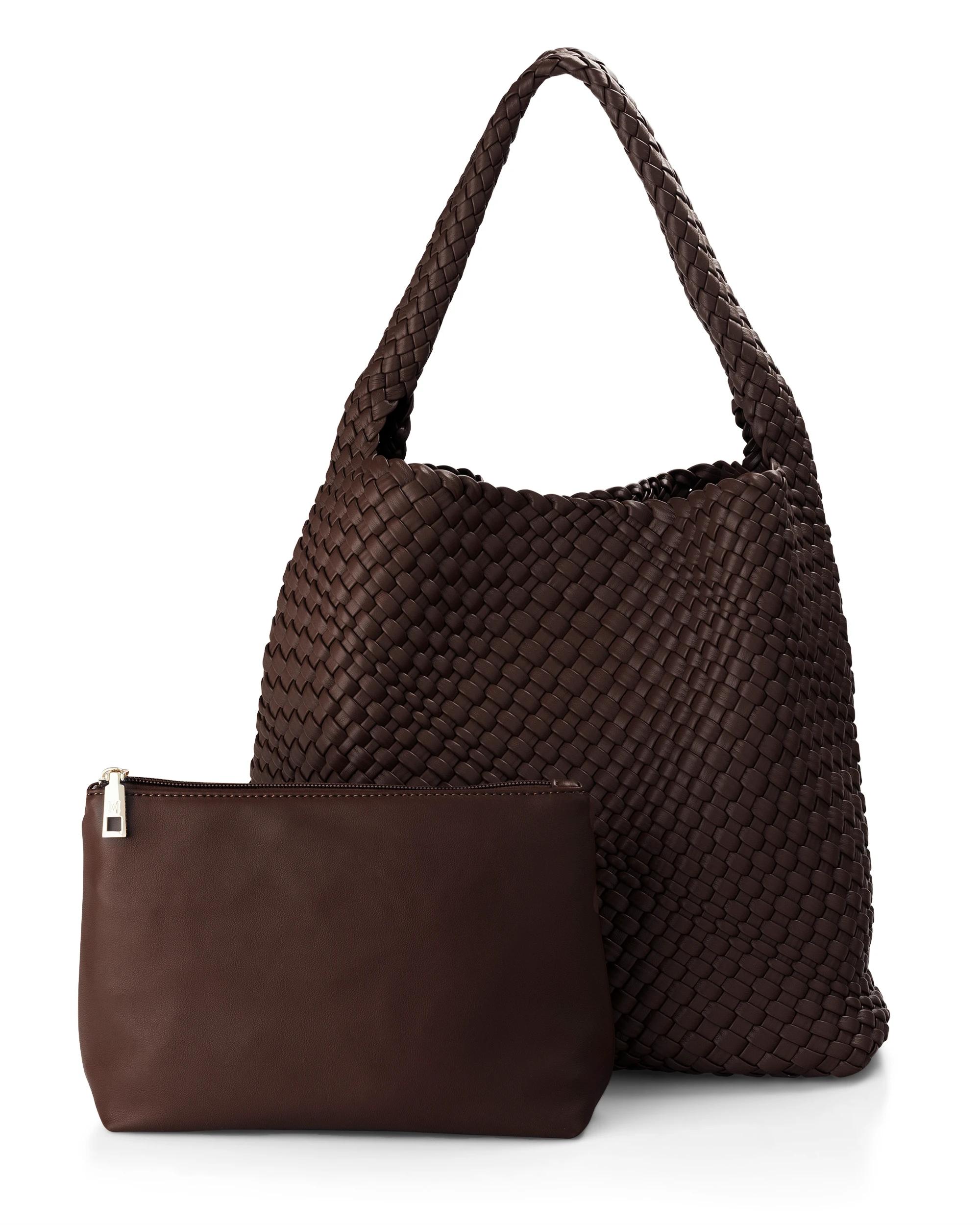 4 Madison Accessories Lydia Weave Large Hobo CHOCOLATE, 4 of 6