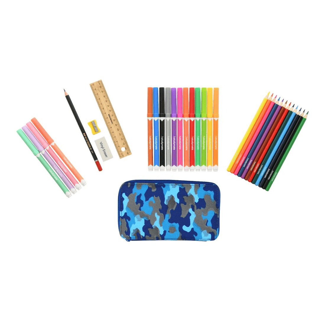 4 Studymate Pencil Case Set Camo 32 Piece, 4 of 10