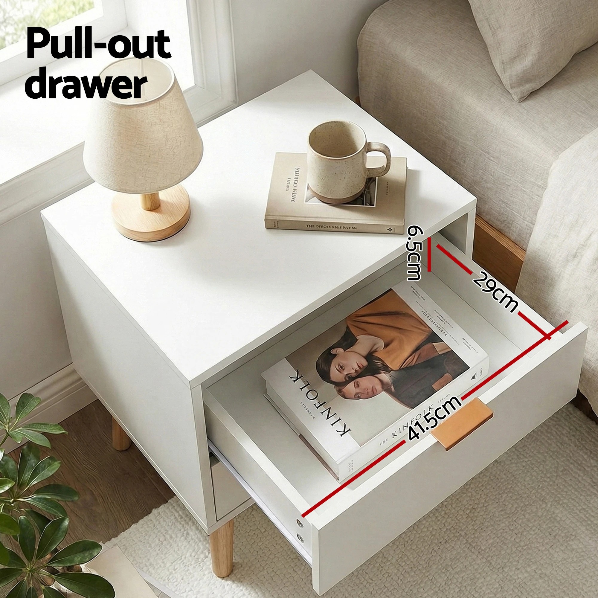 7 Artiss Double Bed Frame Scallop Headboard  Velvet with 2 Drawer Bedside Table - Multi, 7 of 8