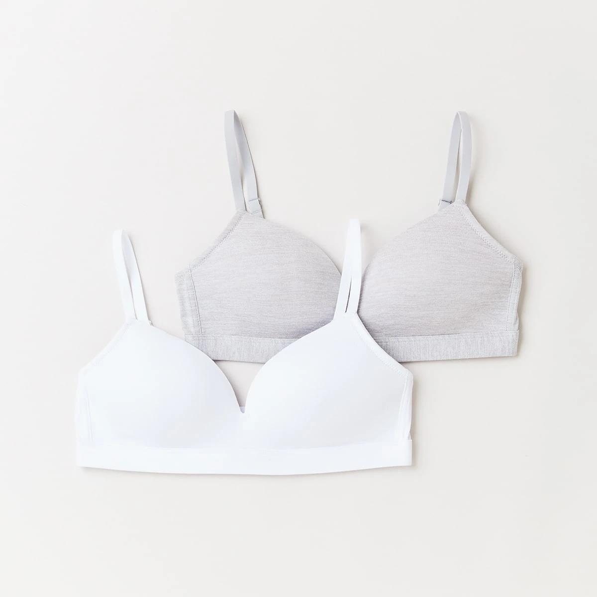1 2 Pack Wirefree T-Shirt Bra SILVER MARLE, WHITE, 1 of 8