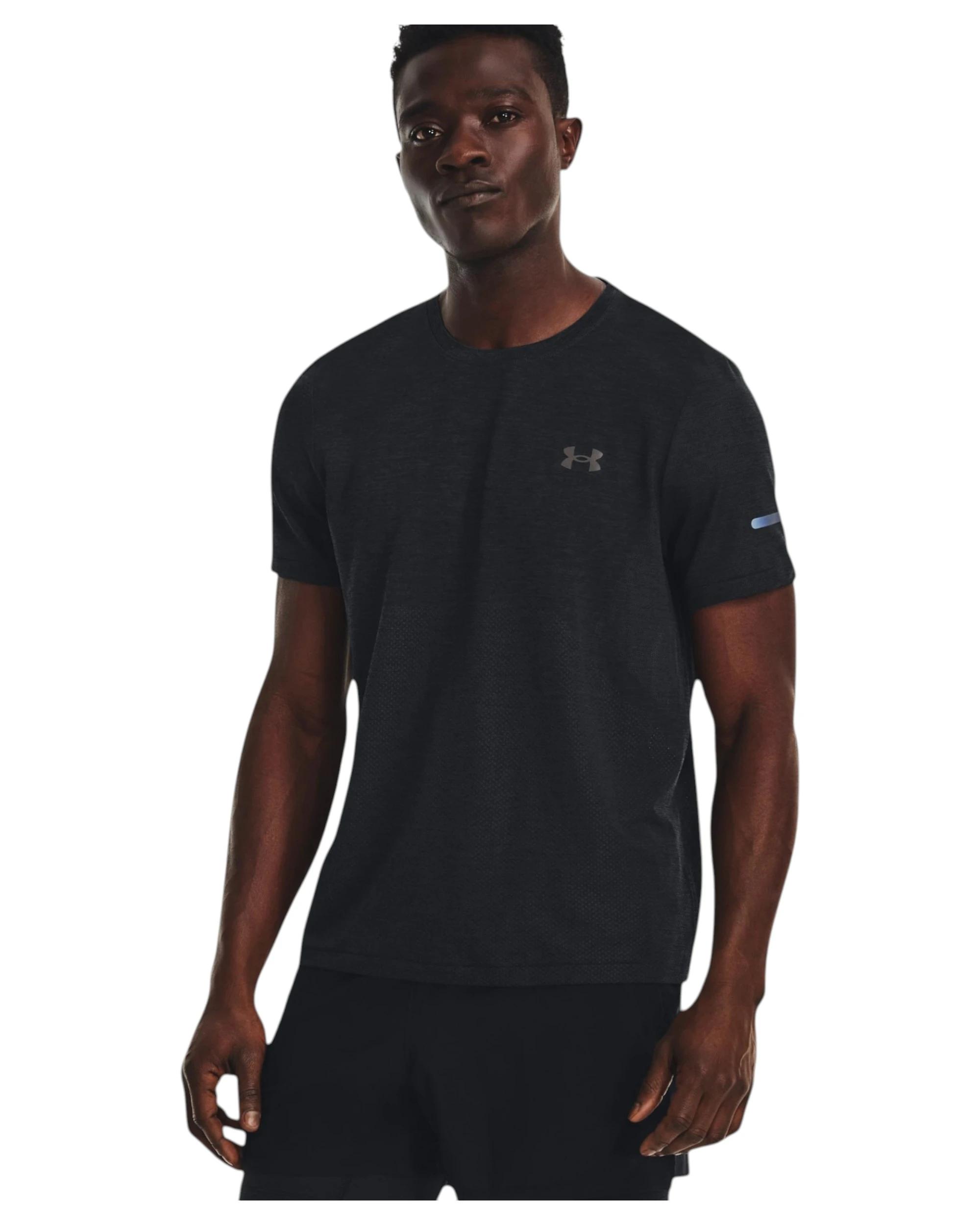 3 Under Armour Mens Black Seamless Stride Short Sleeve BLACK, 3 of 6