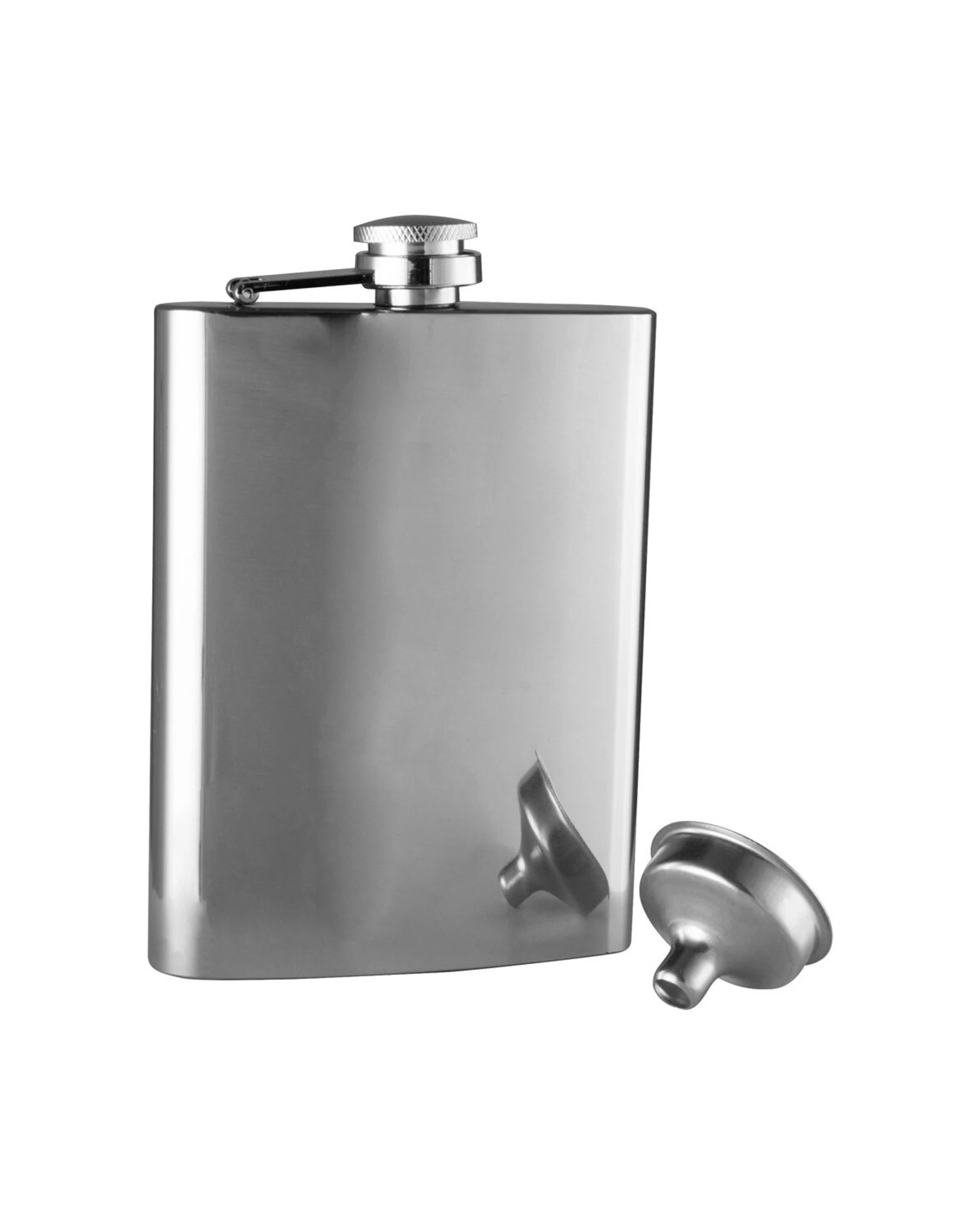 2 Avanti Classic Hip Flask 236ml Stainless Steel Polished Funnel Gift Boxed - Brown, 2 of 3