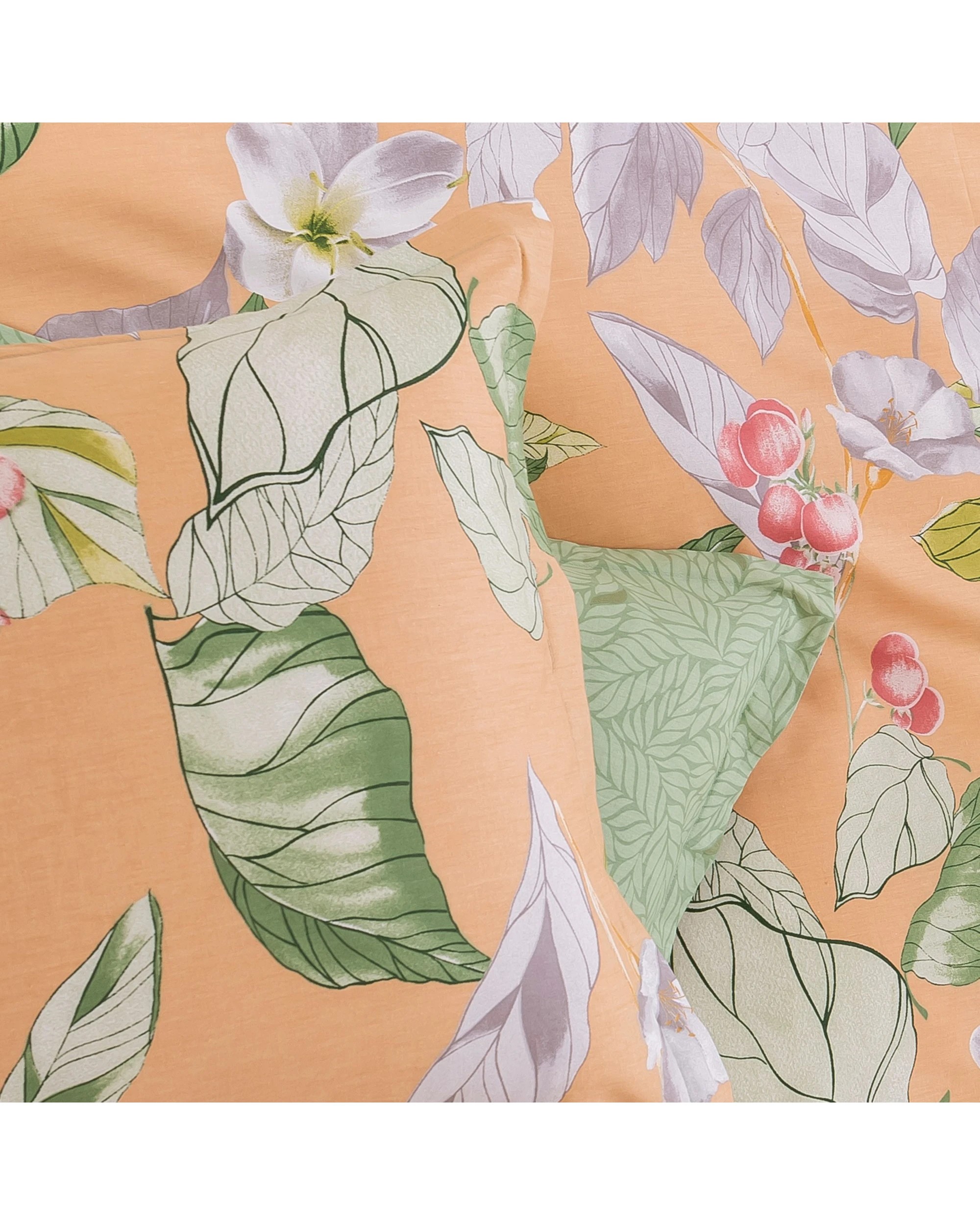 4 Dreamaker Peach Lily 100% Cotton Reversible Quilt Cover Set - King Single Bed - Floral and Botanical, 4 of 7