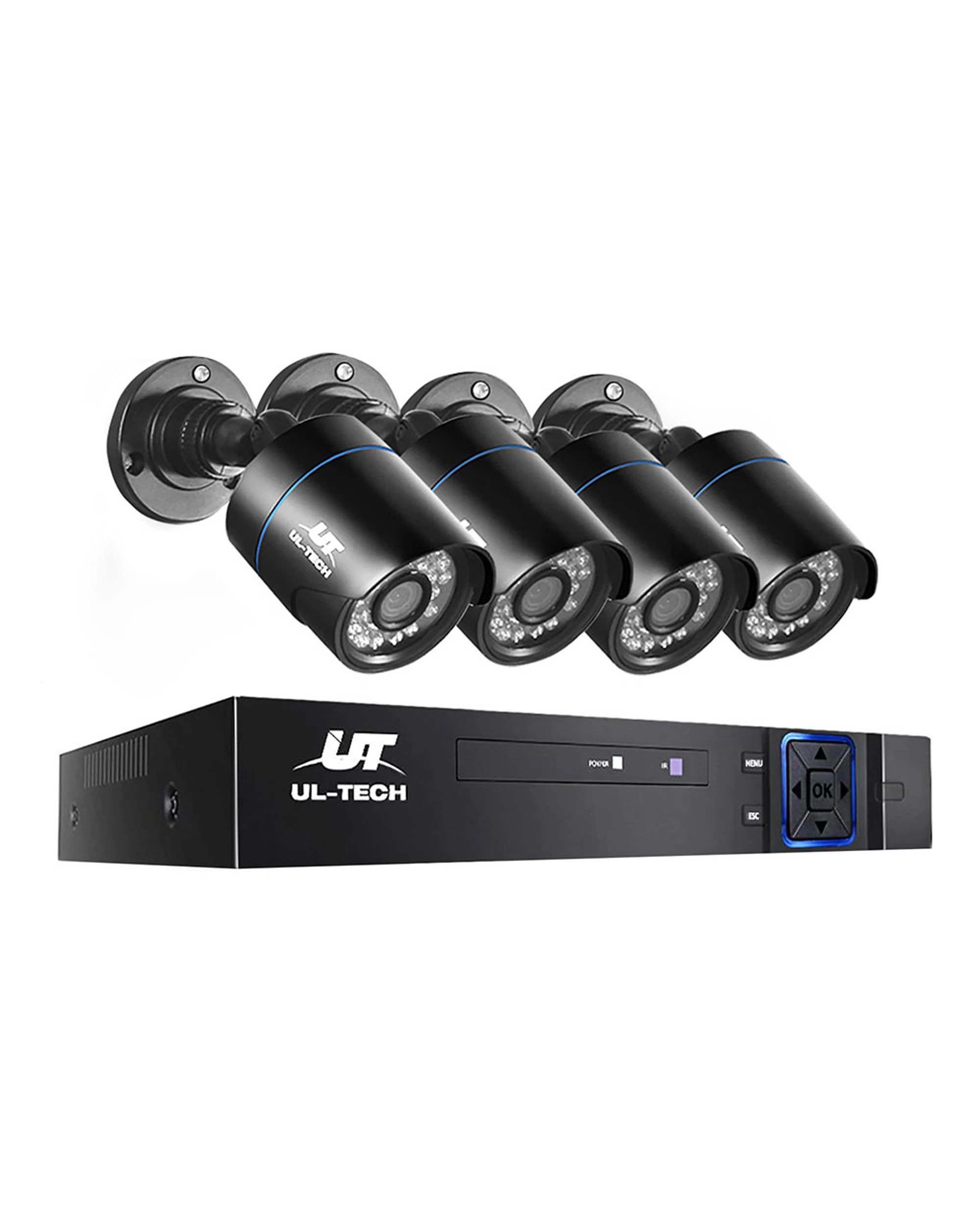 1 UL-TECH 1080P Security Camera System 4CH DVR with 4 CCTV Bullet Cameras - Black, 1 of 8