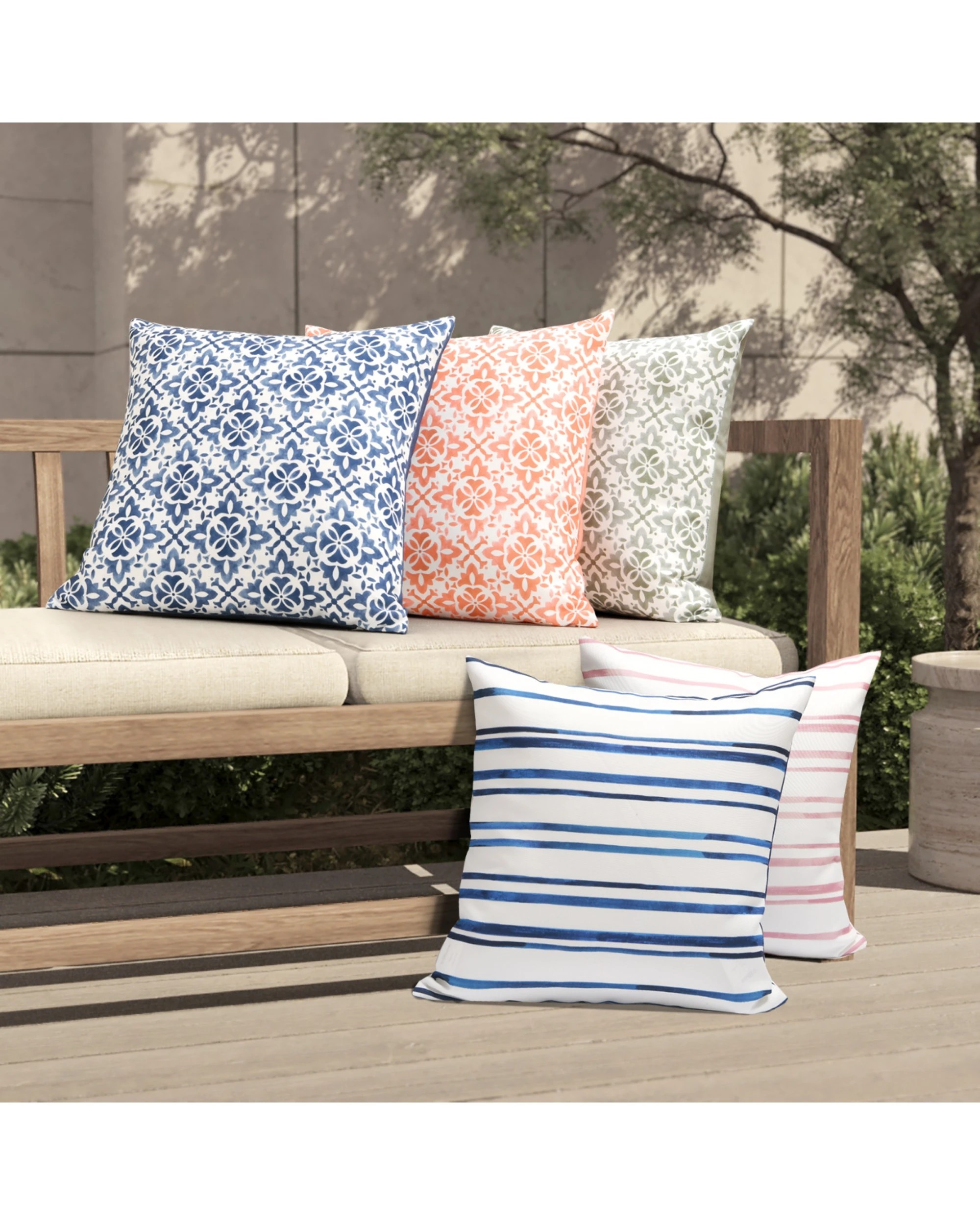 7 Vibes Morocco Printed Outdoor Cushion 50x50cm - Coral, 7 of 7