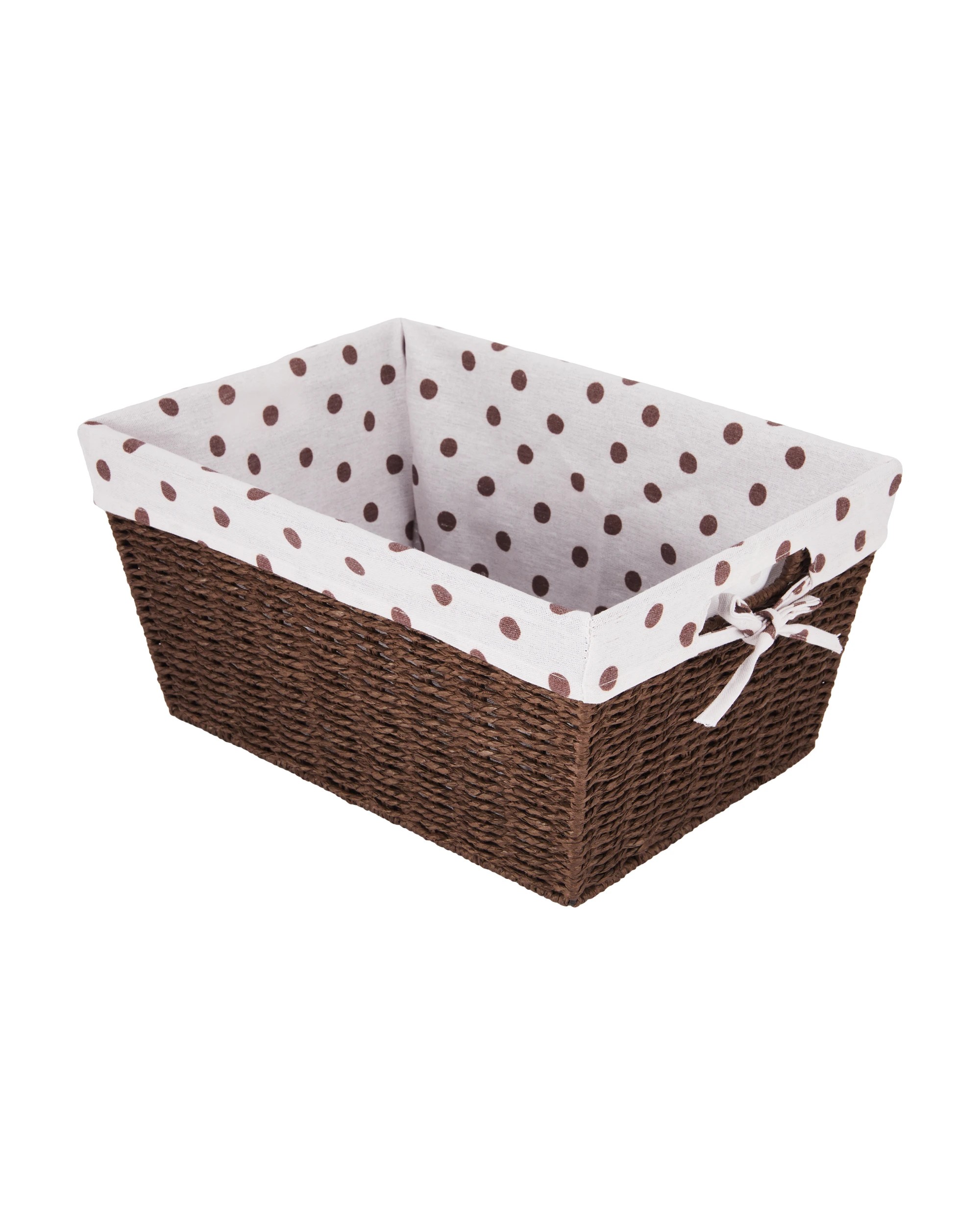 1 Medium Paper Rope Basket with Polka Dot Liner - Beige, 1 of 5