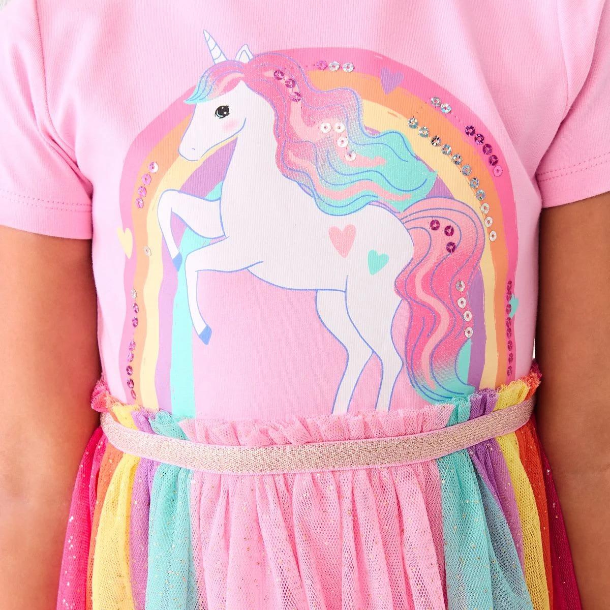 4 Short Sleeve Tutu Dress Pnk Unicrn, 4 of 9