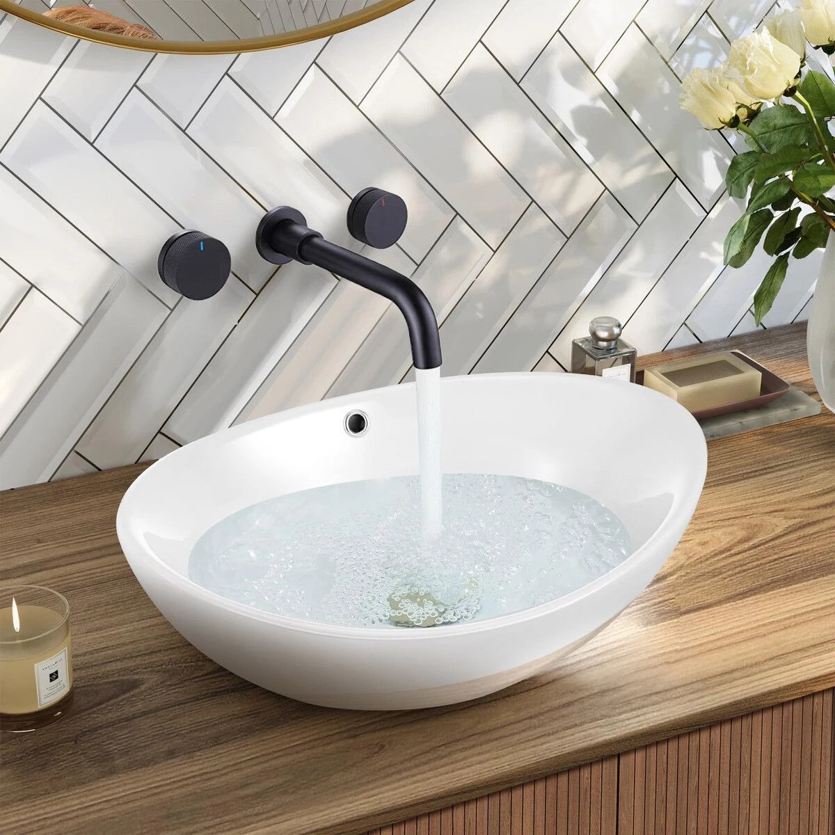 3 LUXSUITE Bathroom Vessel Sink Oval Basin Above Counter Hand Wash Bowl Vanity Washing Ceramic Countertop Modern White, 3 of 7