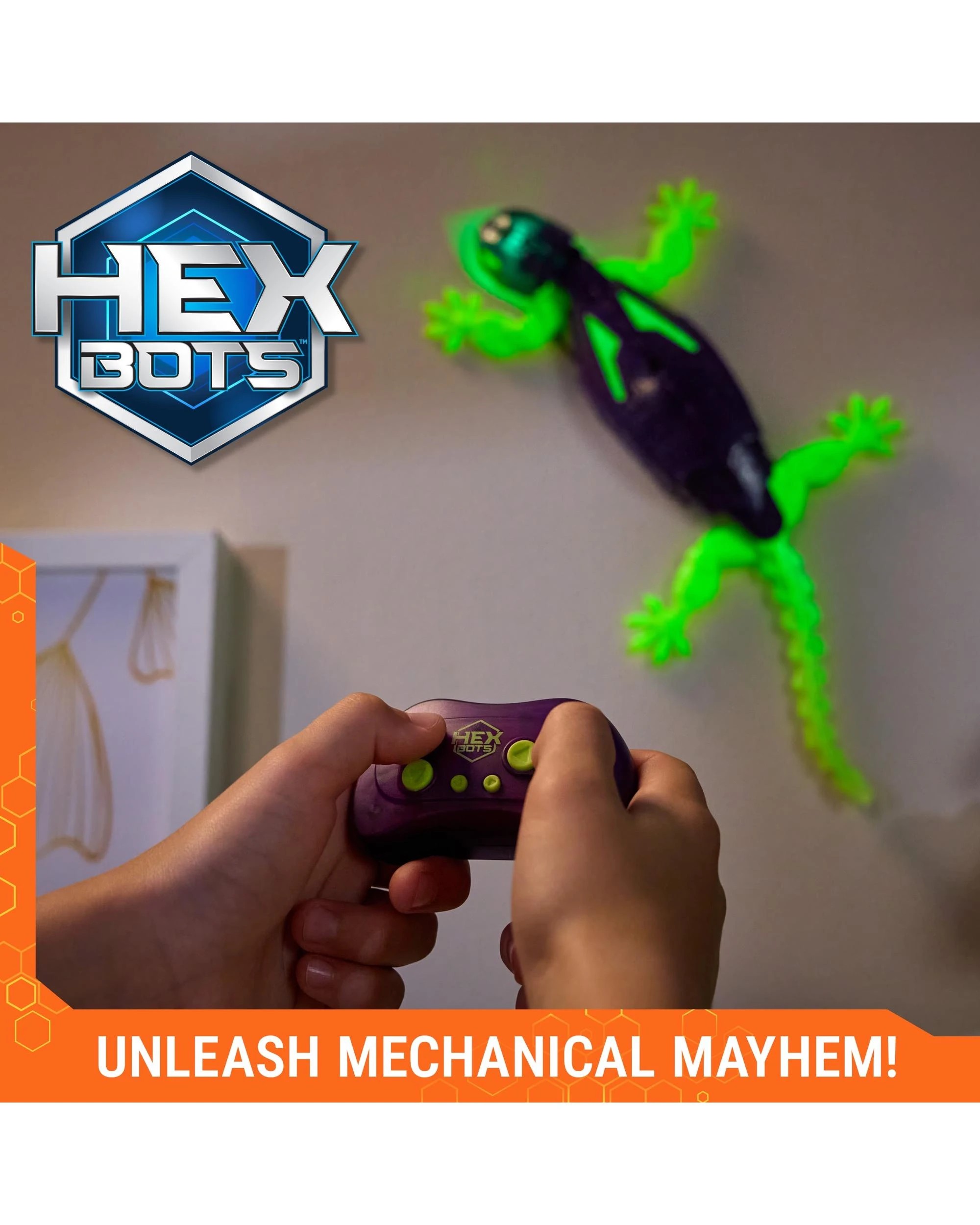 6 Hex Bots Wall Crawler Glow-in-the-Dark Gecko - Multi, 6 of 9
