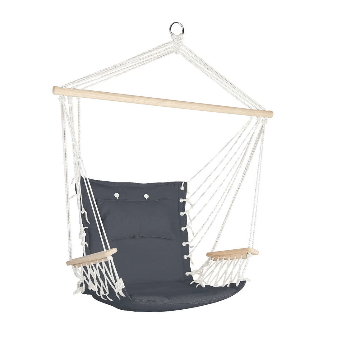 1 Gardeon Hammock Chair Hanging with Armrest Camping Hammocks - Grey, 1 of 7