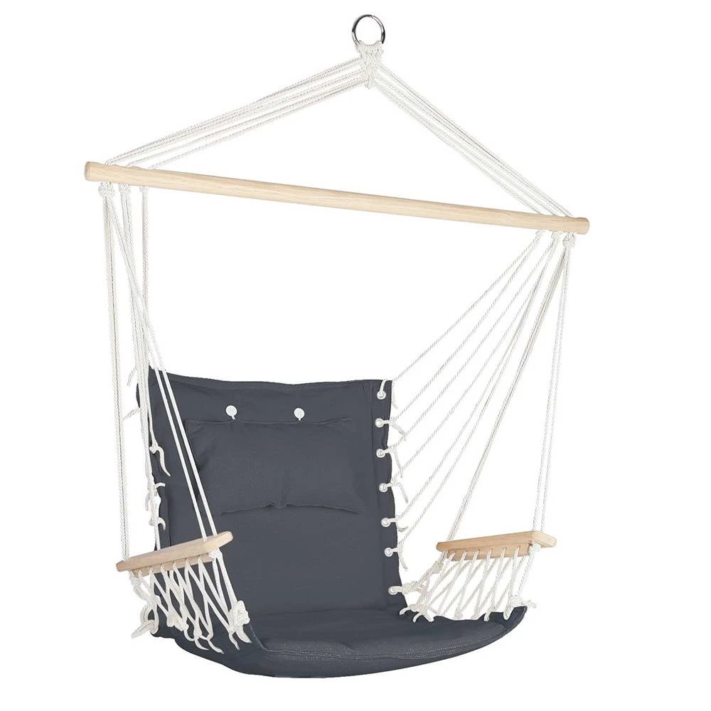 1 Gardeon Hammock Chair Hanging with Armrest Camping Hammocks - Grey, 1 of 7