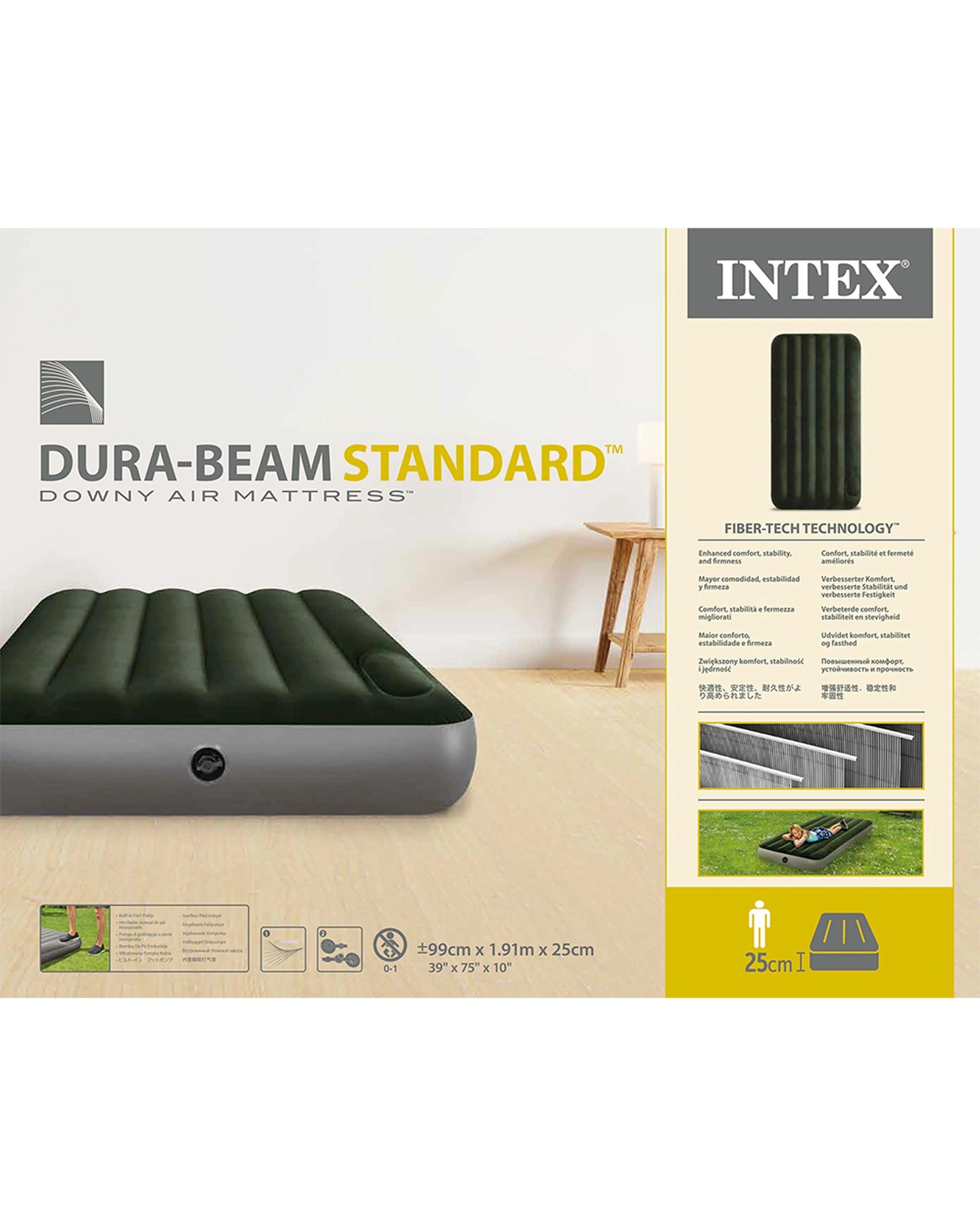 4 Intex Dura-Beam Downy Infaltable Airbed With Foot Bip - Twin Bed - Grey, 4 of 5