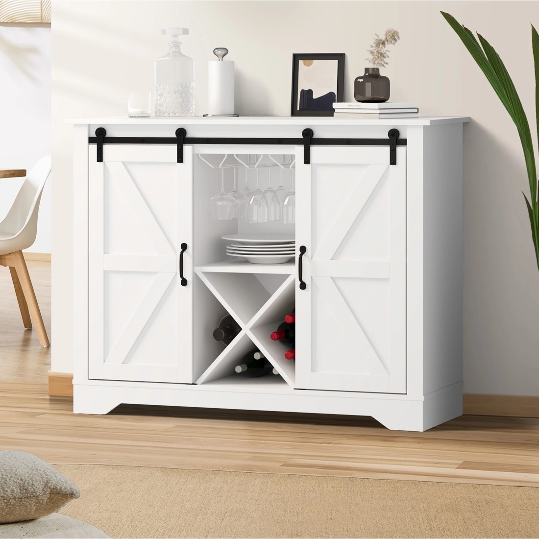 2 Oikiture Sideboard Buffet Wine Rack 5 Shelves
 - White, 2 of 10