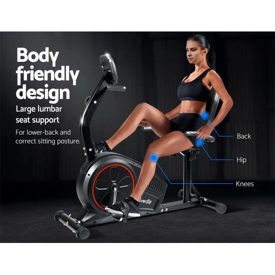 3 Everfit Exercise Bike Magnetic Recumbent Indoor Cycling Home Gym Cardio 8 - Black, 3 of 7