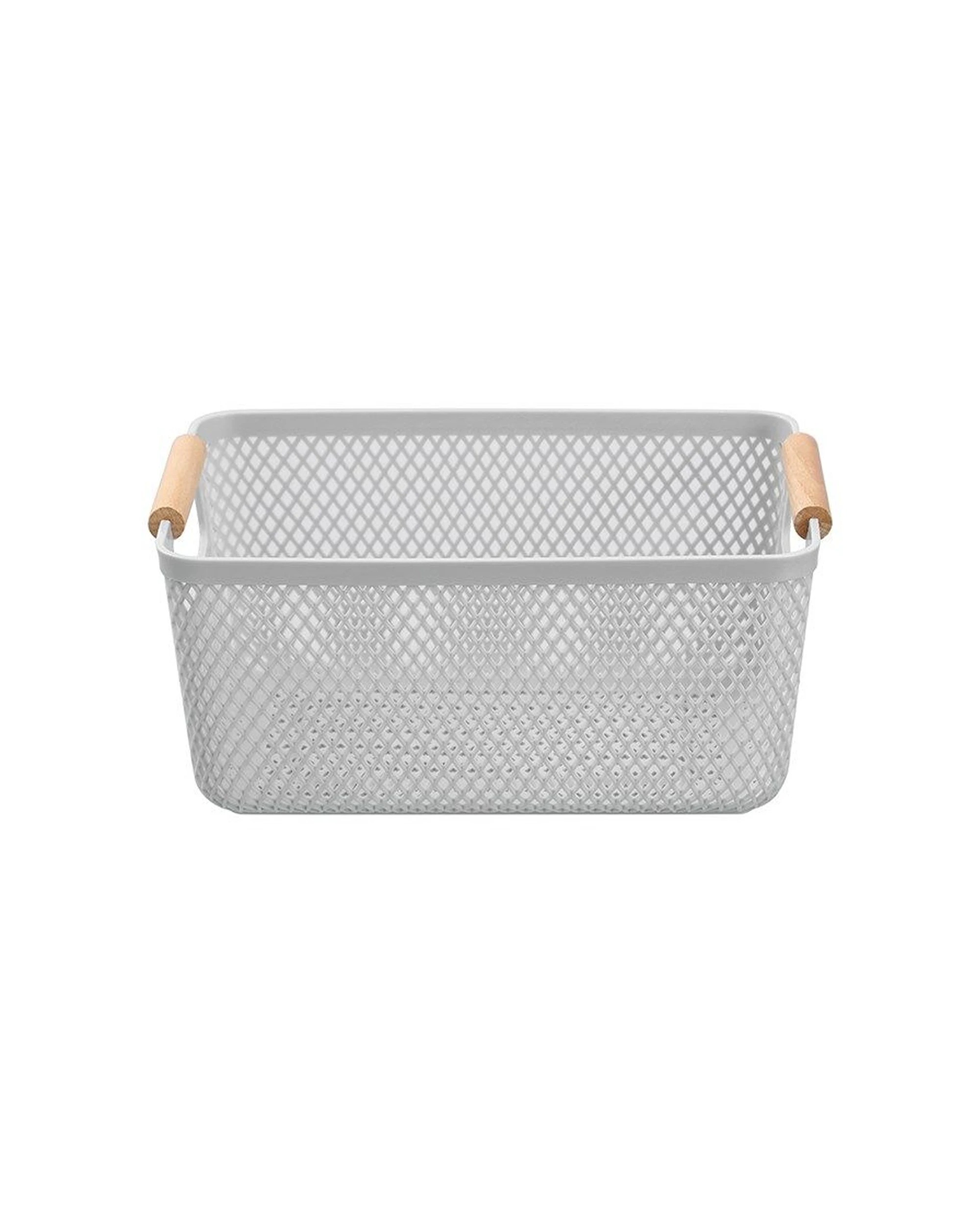 6 Boxsweden 6PK Mesh Plastic Basket Wood Handle Small 26.5x18x12cm - Multi, 6 of 7