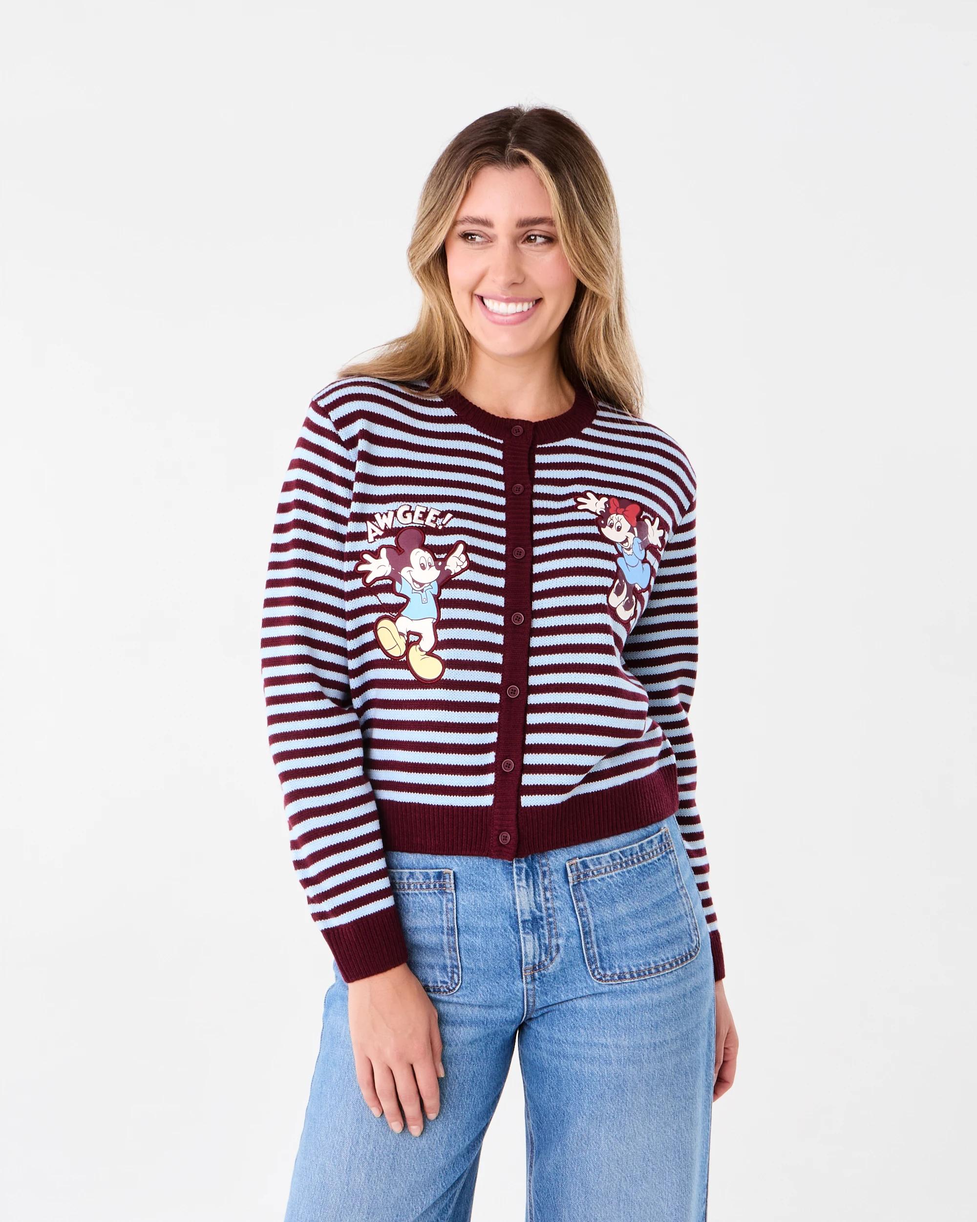 1 Mickey Mouse License Knit Cardigan Mcky Strp, 1 of 6