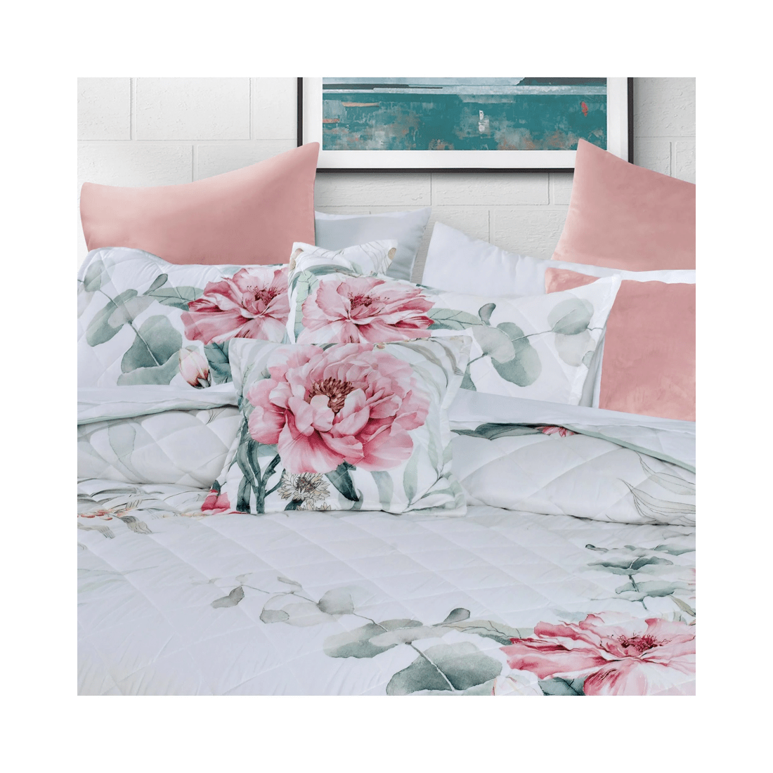 3 Bianca Bedding Coleraine Quilted Polyester Bedspread Set, Soft Pink, Sage and Teal
 - King Single Bed
 - assorted, 3 of 5