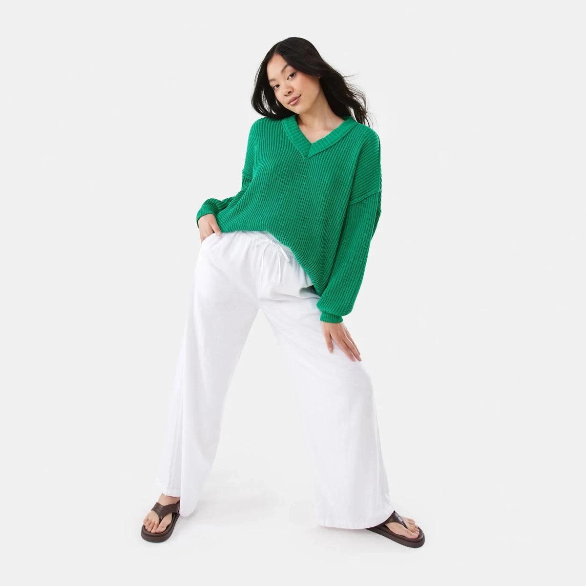 2 Linen Blend Wide Leg Pants WHITE, 2 of 6