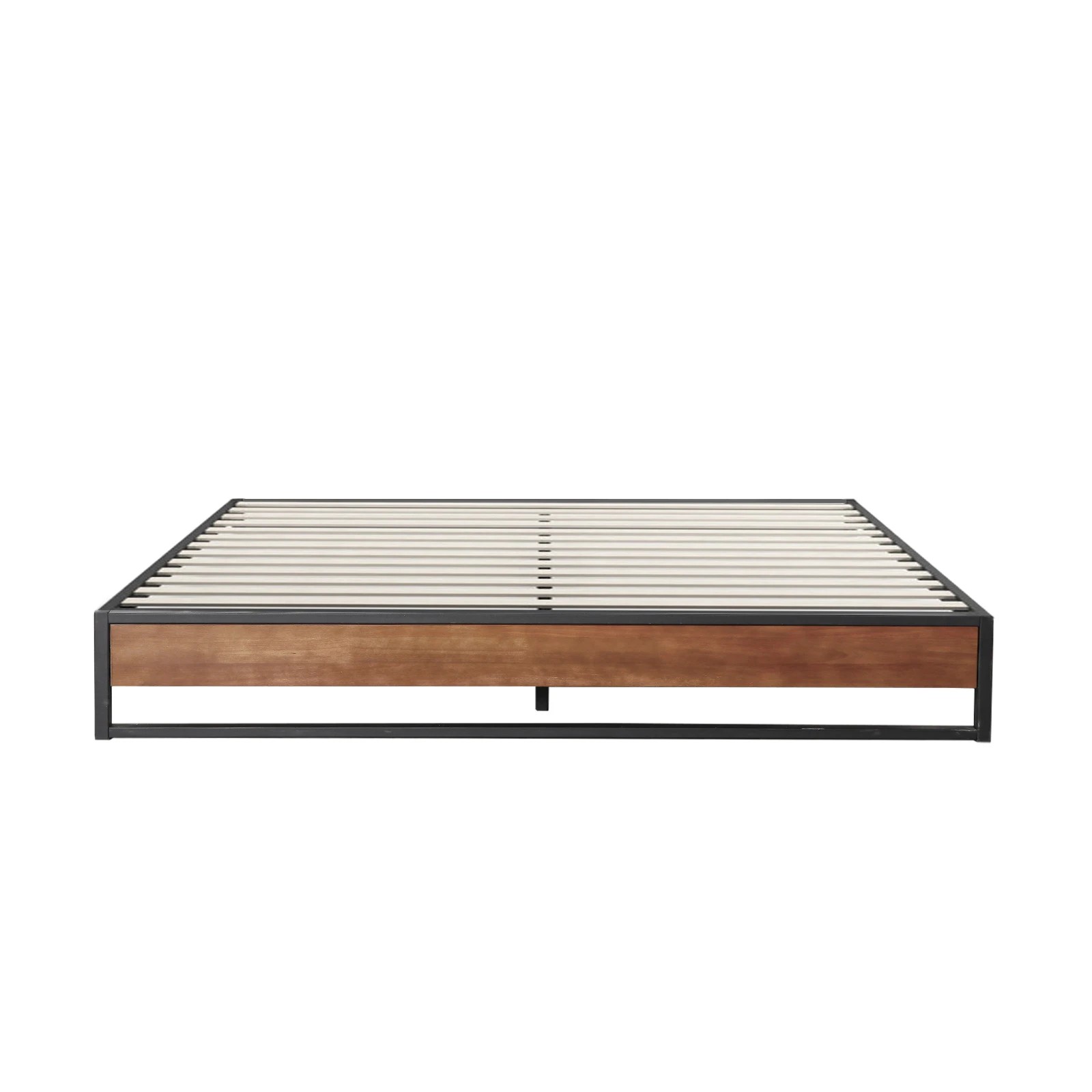 10 Milano Décor Sorrento Metal Wood Bed Frame Mattress Base Platform Modern - Black, 10 of 10