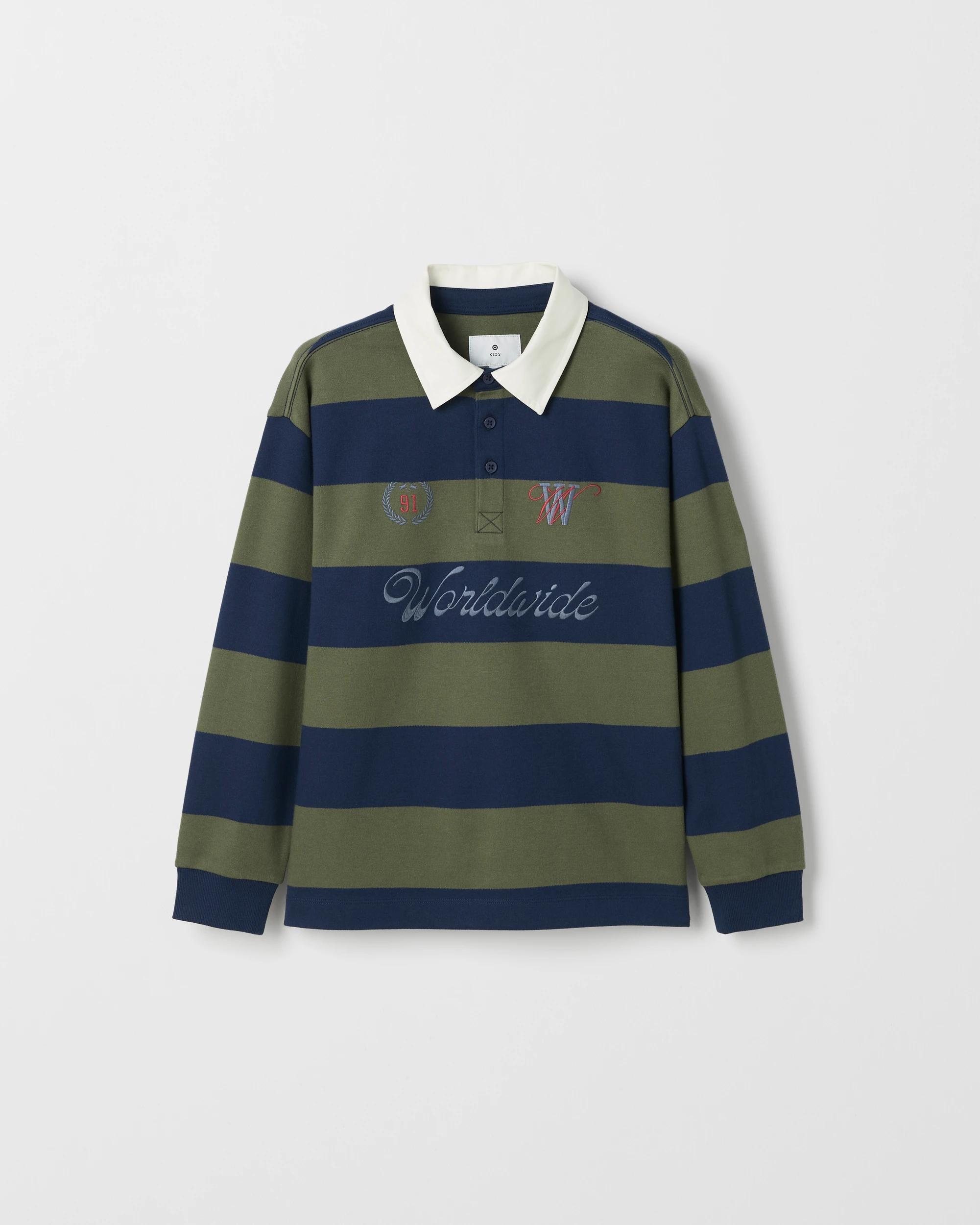 5 Target Kids Australian Cotton Stripe Rugby T-Shirt GREE/NAVY, 5 of 6