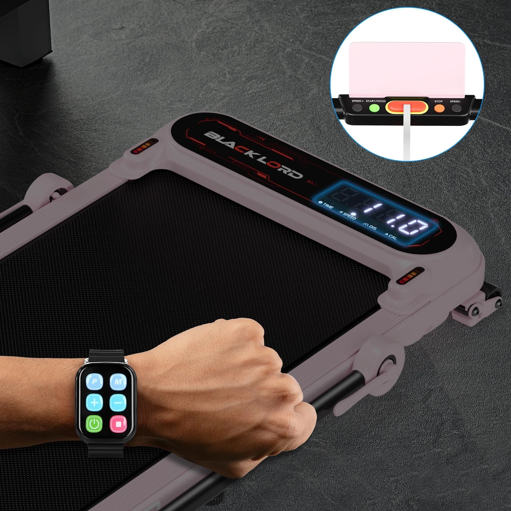 7 Black Lord Treadmill Electric Walking Pad Incline Shock Absorbers Foldable - Pink, 7 of 9