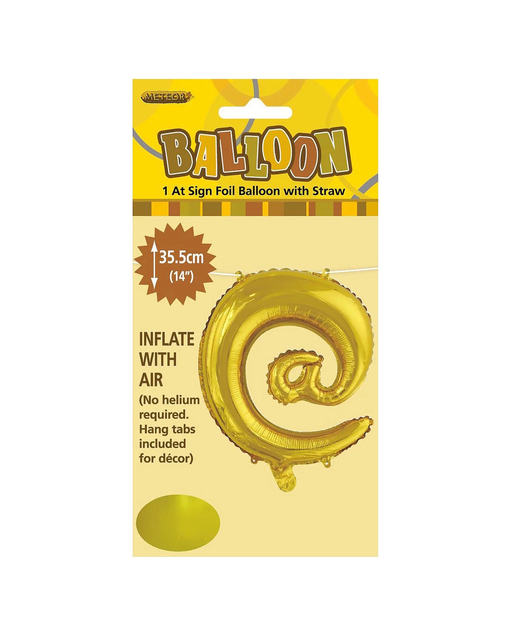 2 Meteor Metallic At Symbol Foil Air Fill Balloon 35.5cm - Gold, 2 of 2