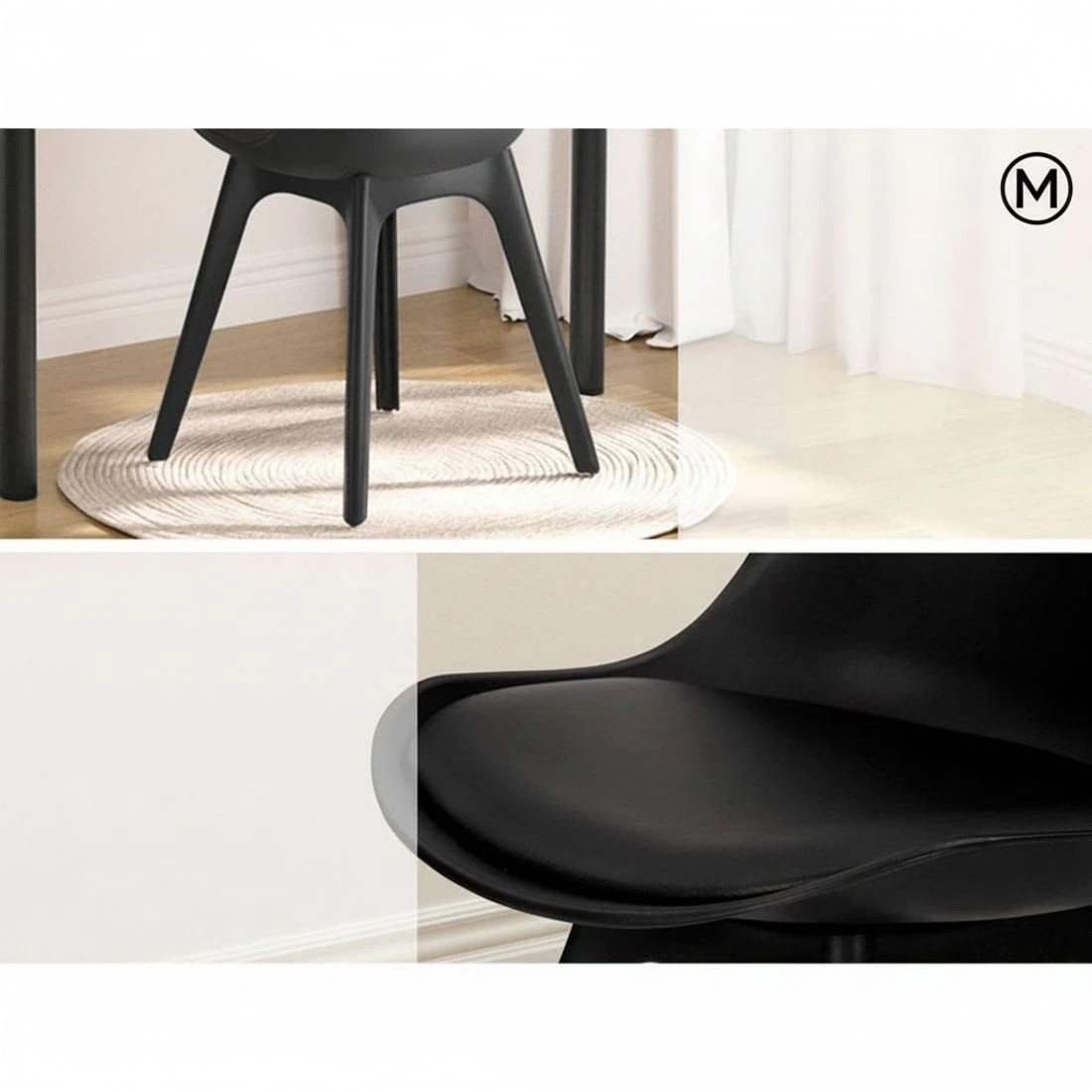 6 Artiss Dining Chairs Set of 4 Leather Plastic DSW Replica - Black, 6 of 8