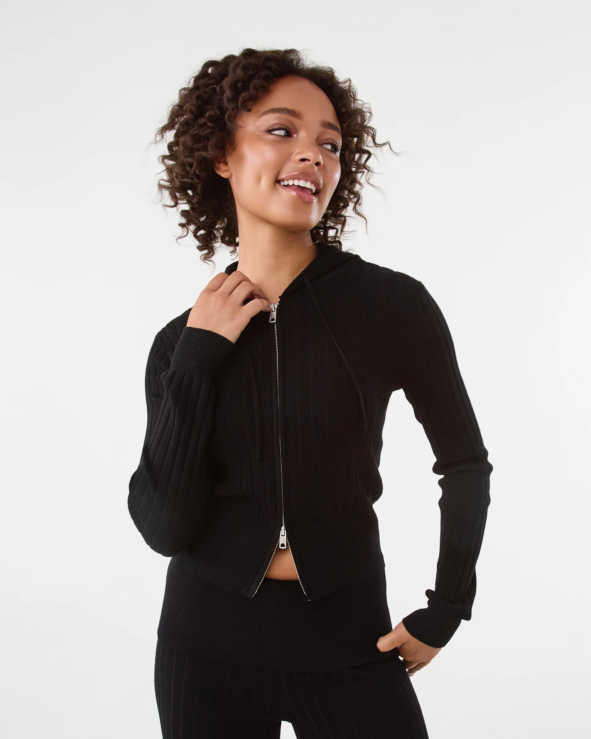 1 Knit Hoodie Black, 1 of 7