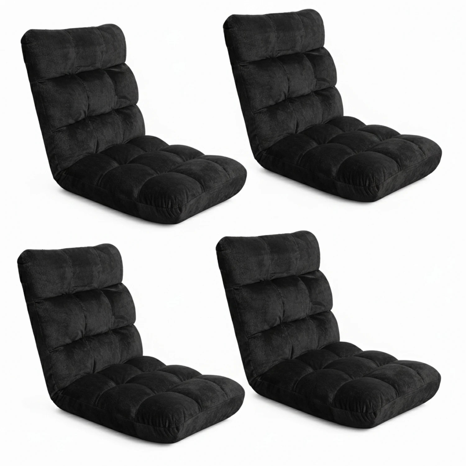 1 Artiss 4X Lounge Sofa Bed Flannel Fabric - Black, 1 of 9