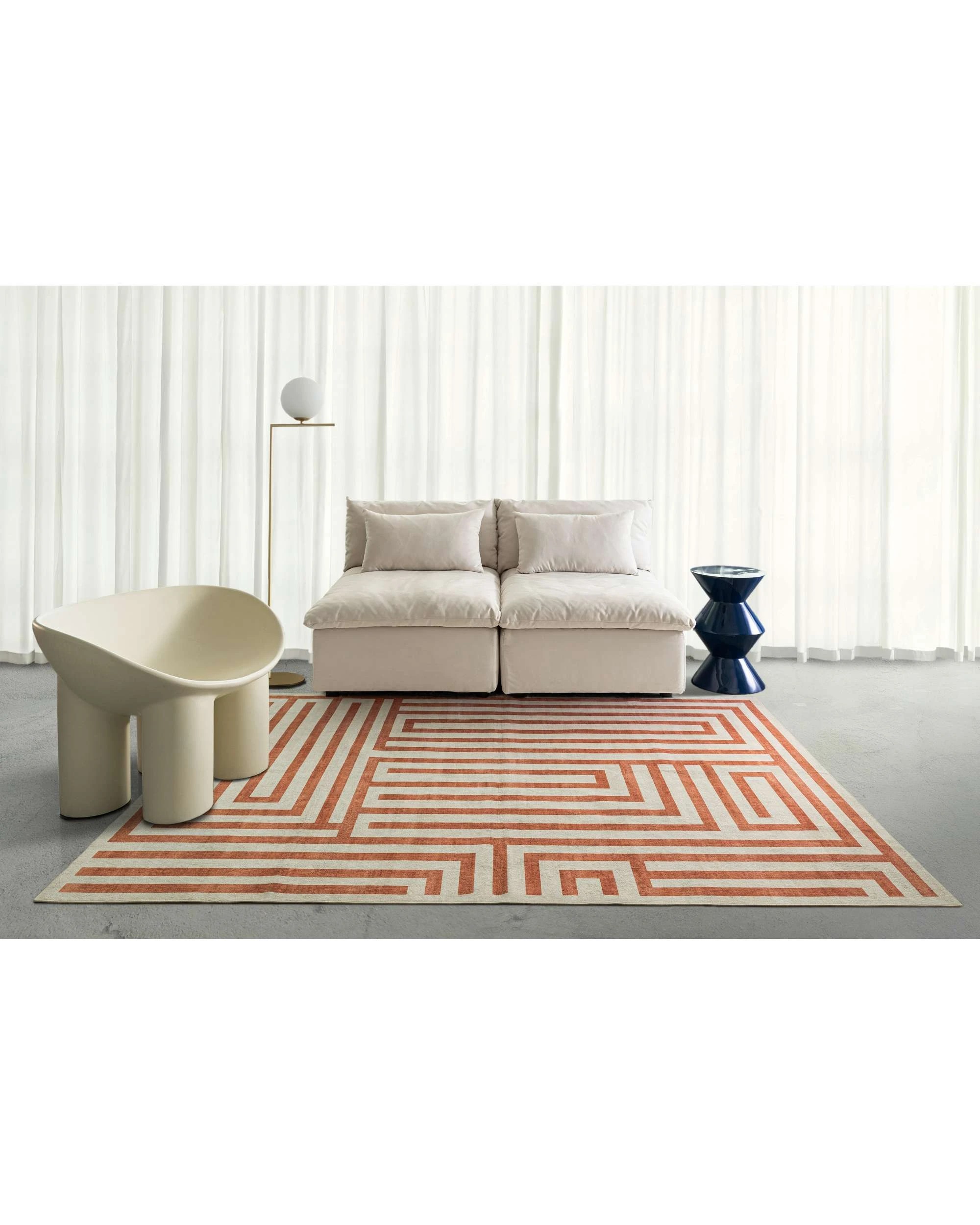2 Loopsie Pahoa Geometric Washable Rug-400cm x 300cm - Orange, 2 of 8