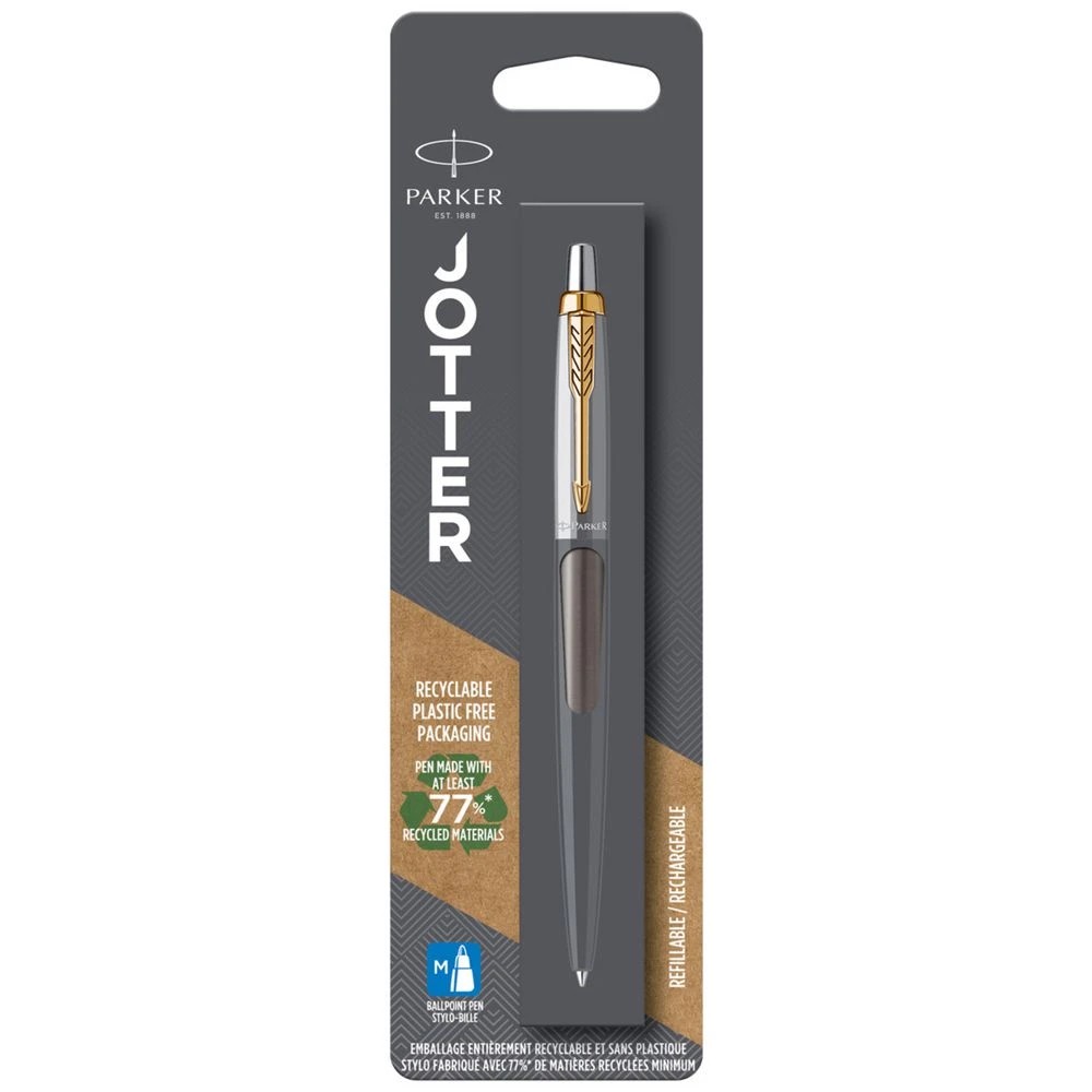 1 Parker Jotter Ballpoint Pen Medium Grey with Gold Trim, 1 of 5