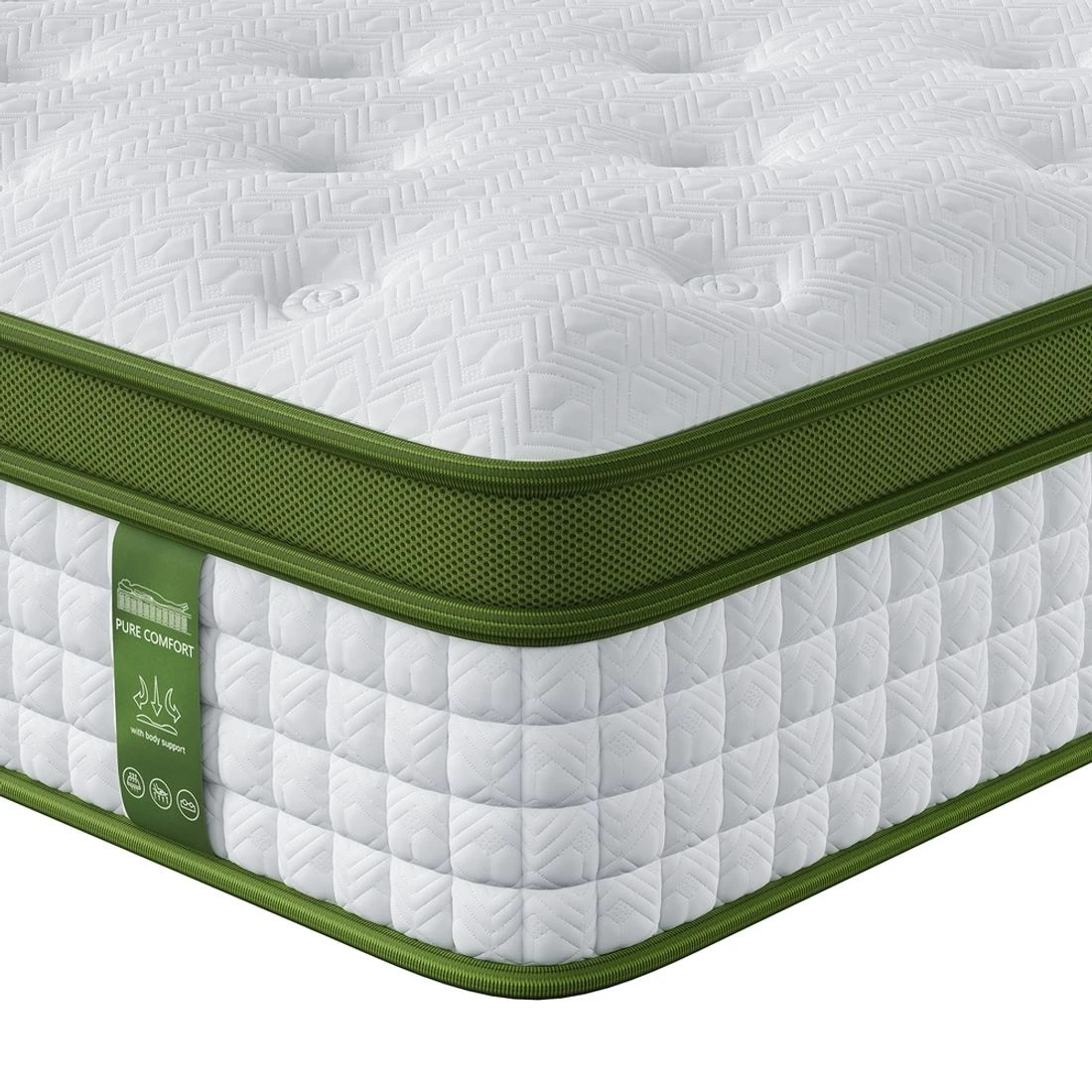 3 BedStory Queen Mattress 30cm Medium Firm Hybrid Mattress for Pressure Relief Motion Isolation - White, 3 of 6
