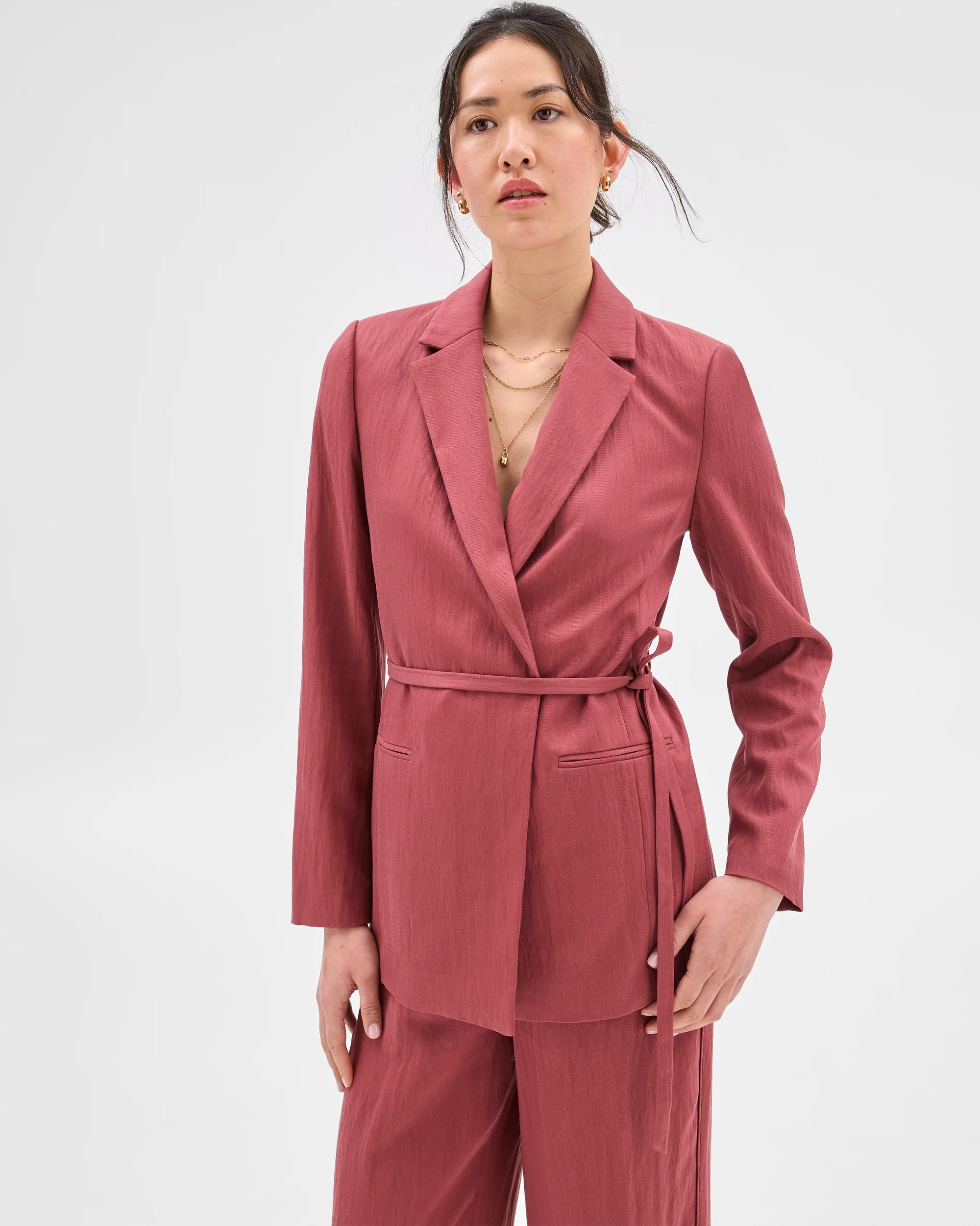 3 Fluid Tie Front Blazer - Preview TERRACOTTA, 3 of 7