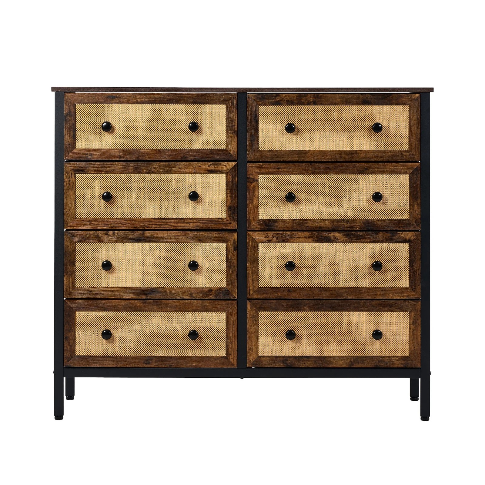 5 Oikiture 8 Chest of Drawers Storage Cabinet Rattan Fabric Dresser Tallboy - Multi, 5 of 6