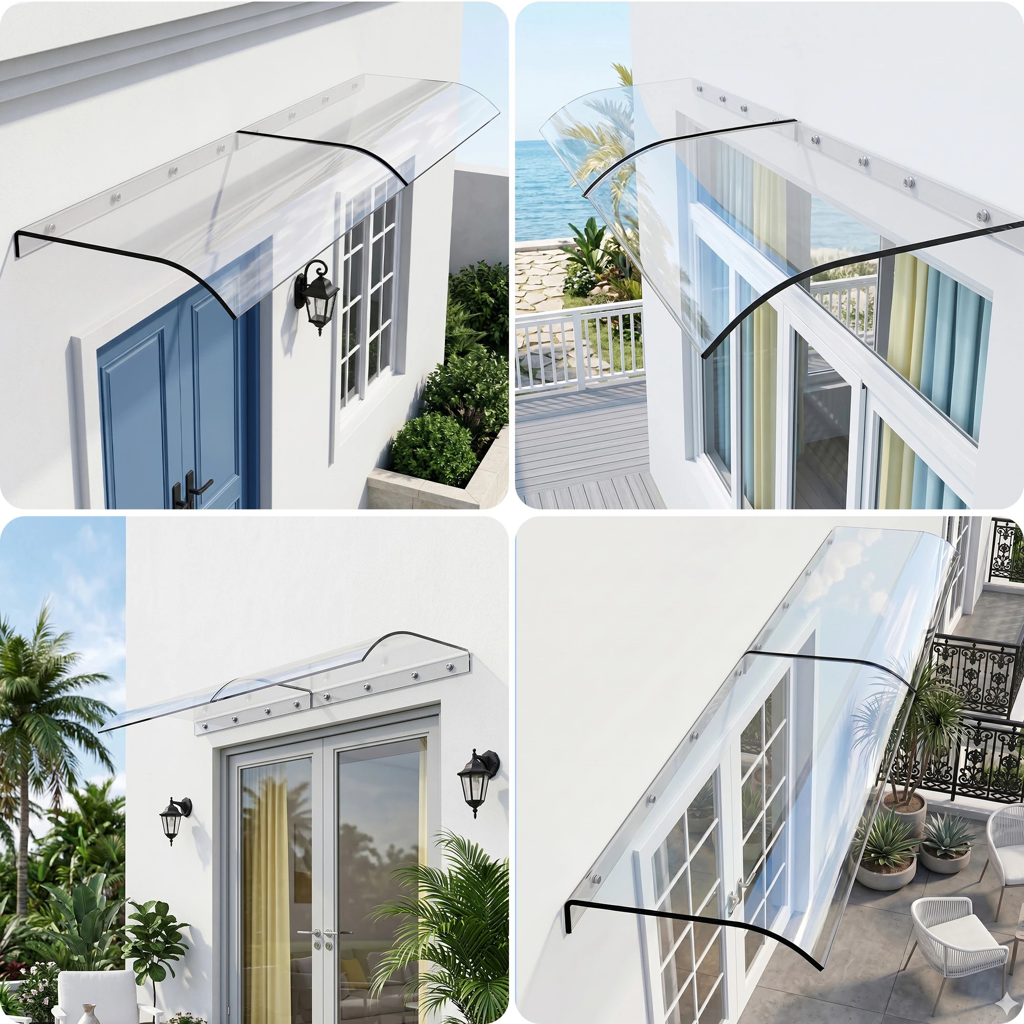 4 Instahut Window Door Awning 0.4mx2m - Clear, 4 of 9